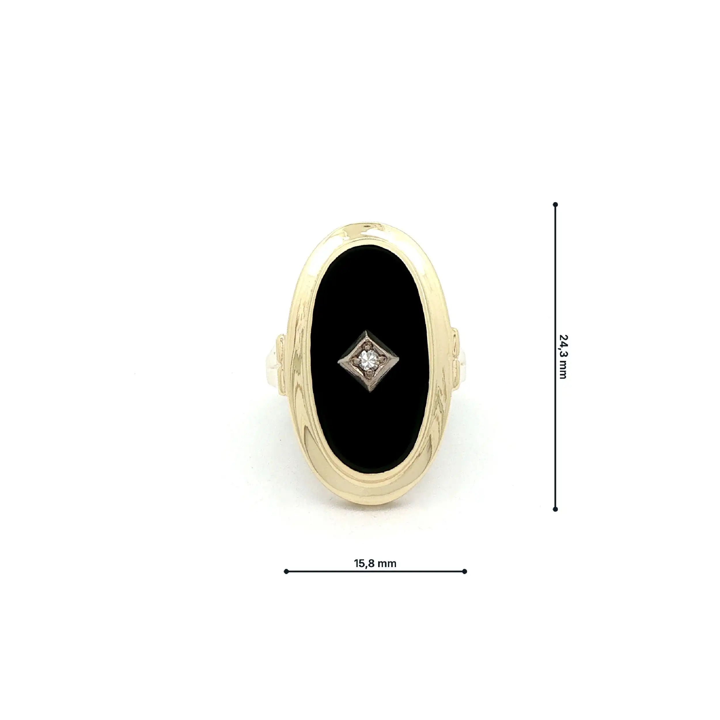 Ring Gelbgold mit Onyx und Diamant Ring Gelbgold mit Onyx und Diamant