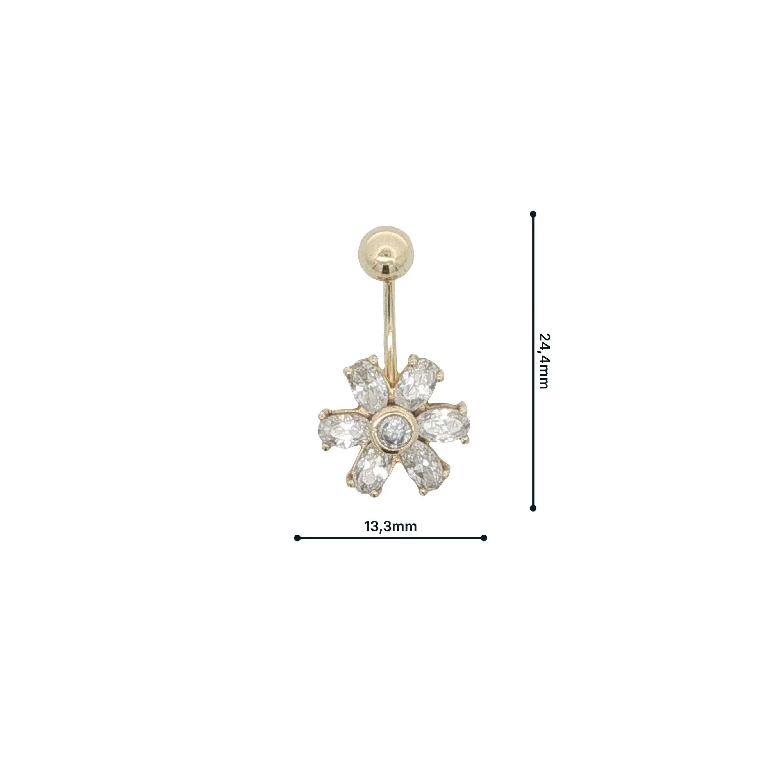 Bauchnabelpiercing Gelbgold mit Zirkonia