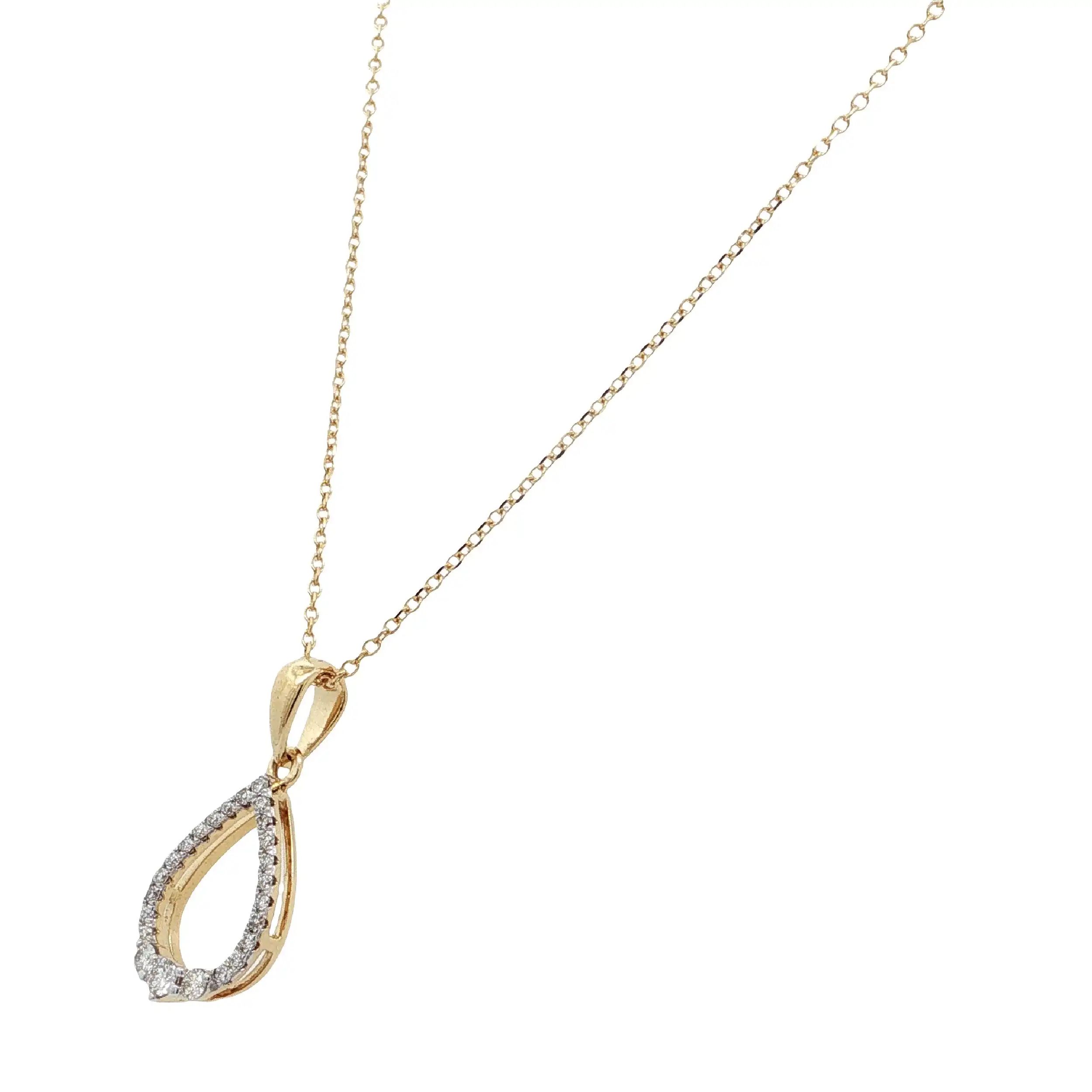 Kette Gelbgold mit Anhänger "Tropfen" & Brillanten 0,22ct. TW/SI Kette Gelbgold mit Anhänger "Tropfen" & Brillanten 0,22ct. TW/SI