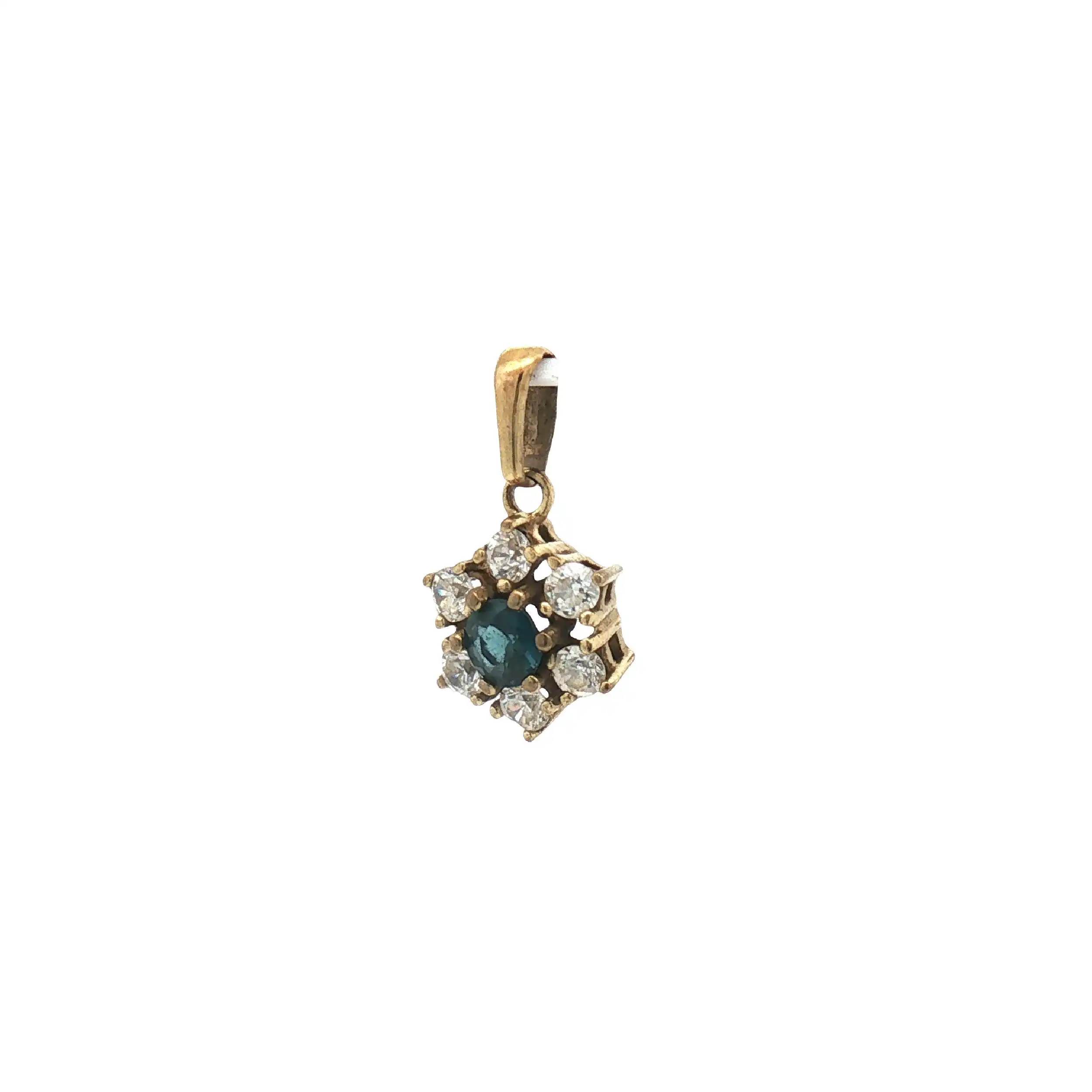 Anhänger Gelbgold mit Zirkonia und blauem Farbstein