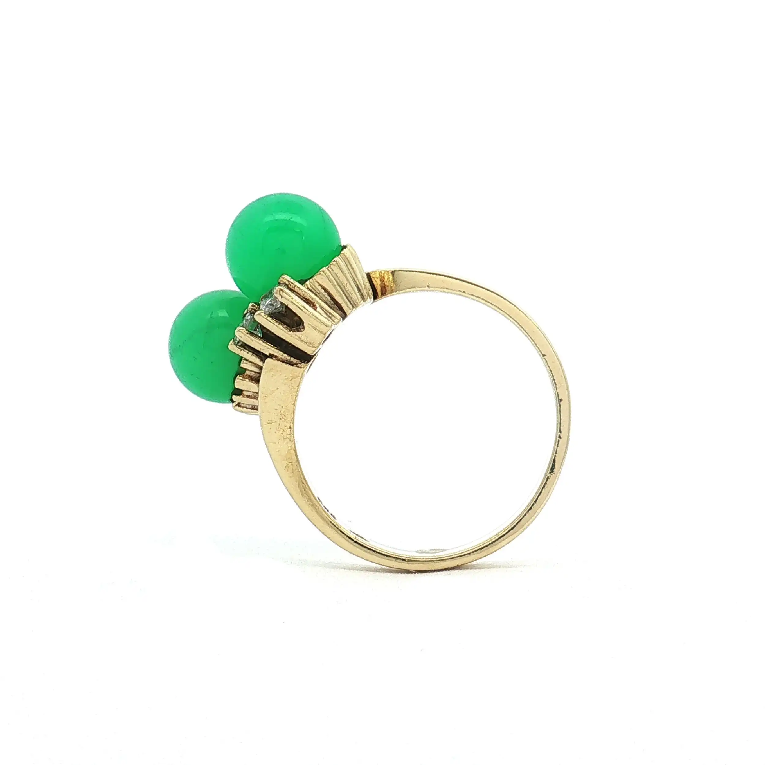Ring Gelbgold mit Brillanten Chrysopras Cabochons