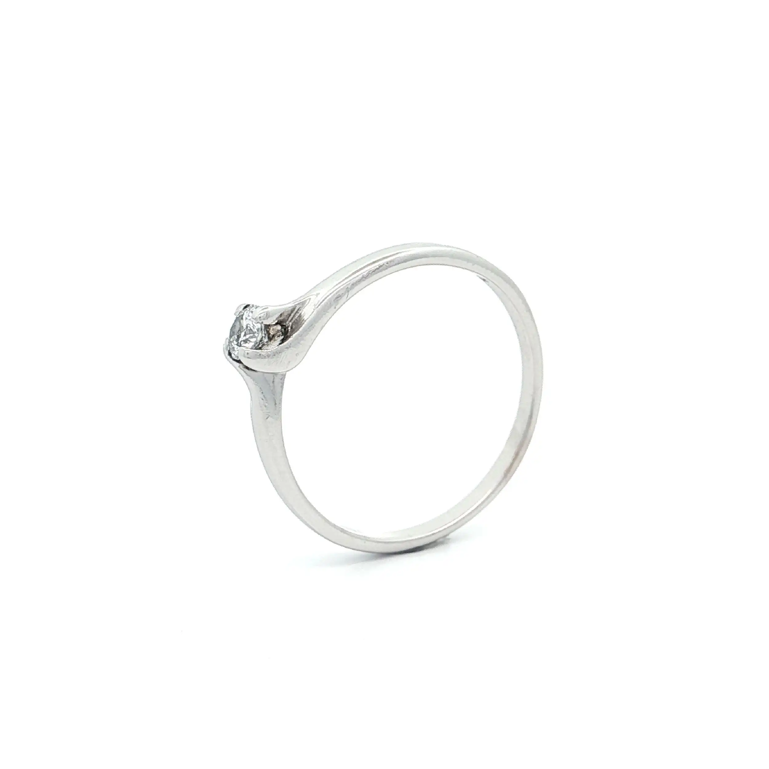 Ring Weißgold mit Brillant, graviert mit 0,14ct