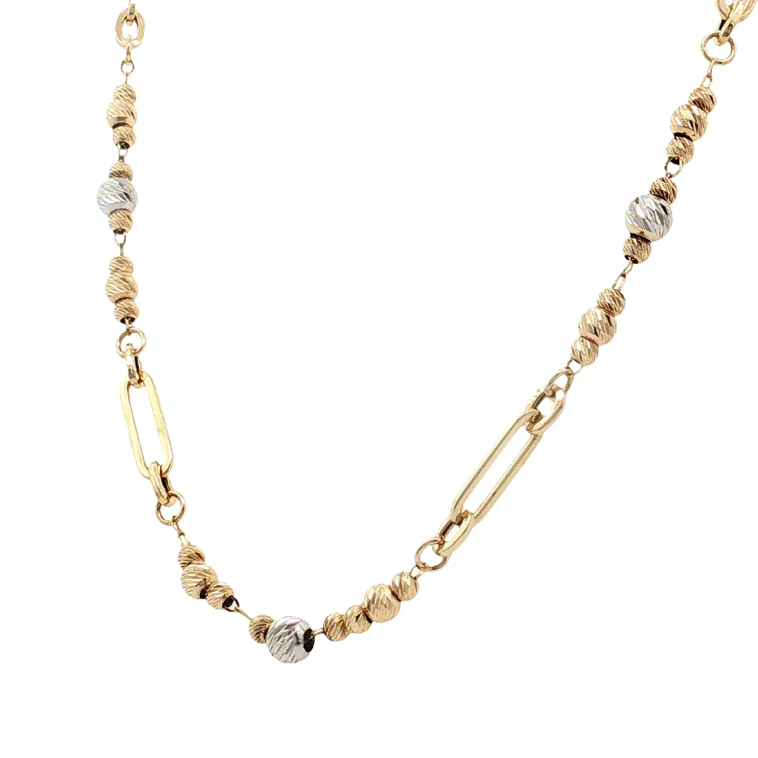Collier Bicolor mit Kugeln und Zirkonia