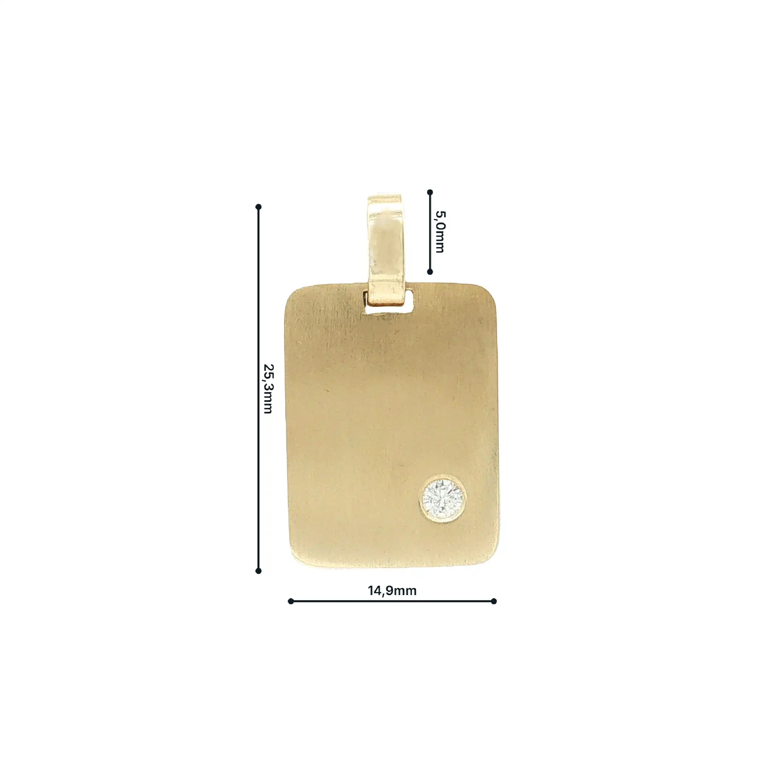 Anhänger Gelbgold Gravurplatte mit Brillant Anhänger Gelbgold Gravurplatte mit Brillant