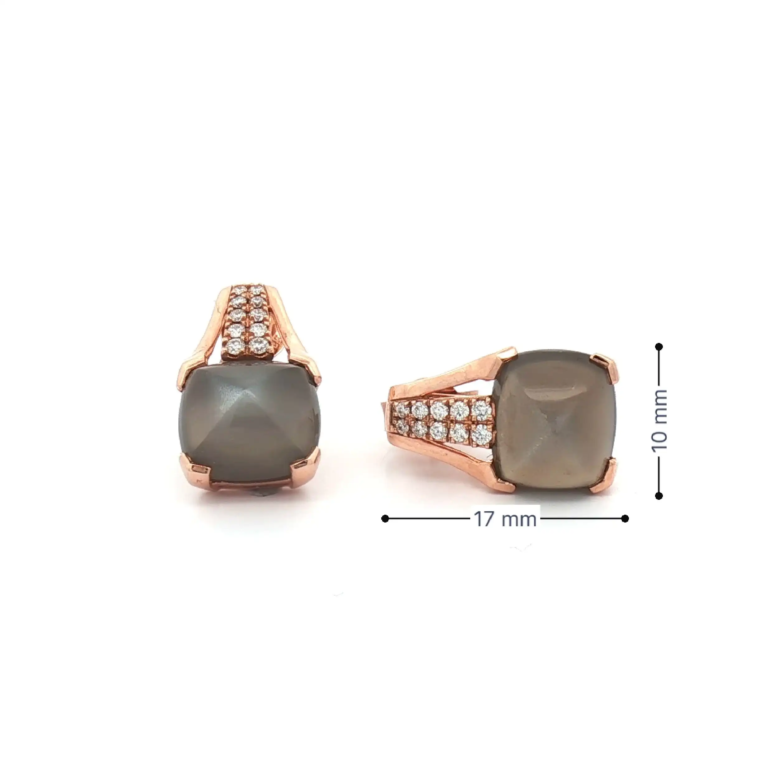 Ohrstecker Roségold mit 20 Brillanten und Mondstein Cabochon Ohrstecker Roségold mit 20 Brillanten und Mondstein Cabochon