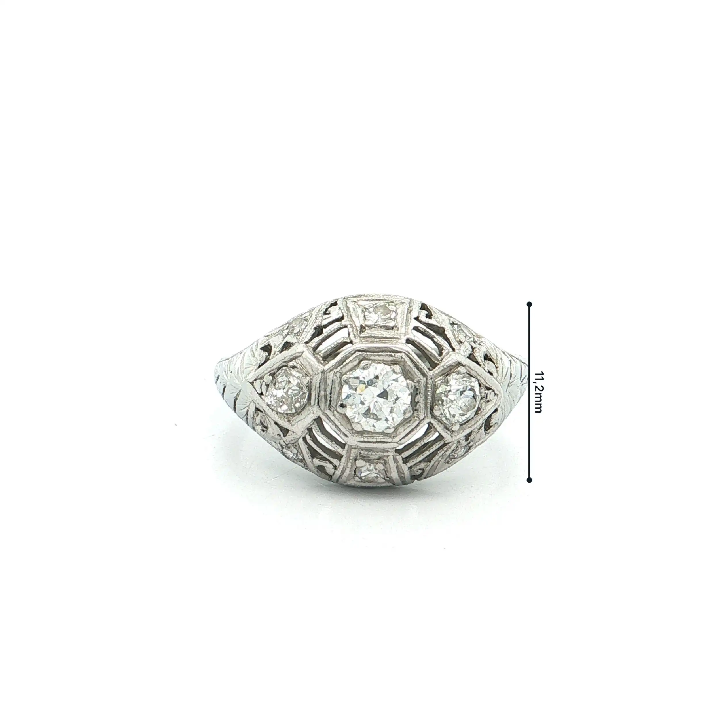 Ring Weißgold Artdéco mit Altschliffdiamanten Ring Weißgold Artdéco mit Altschliffdiamanten