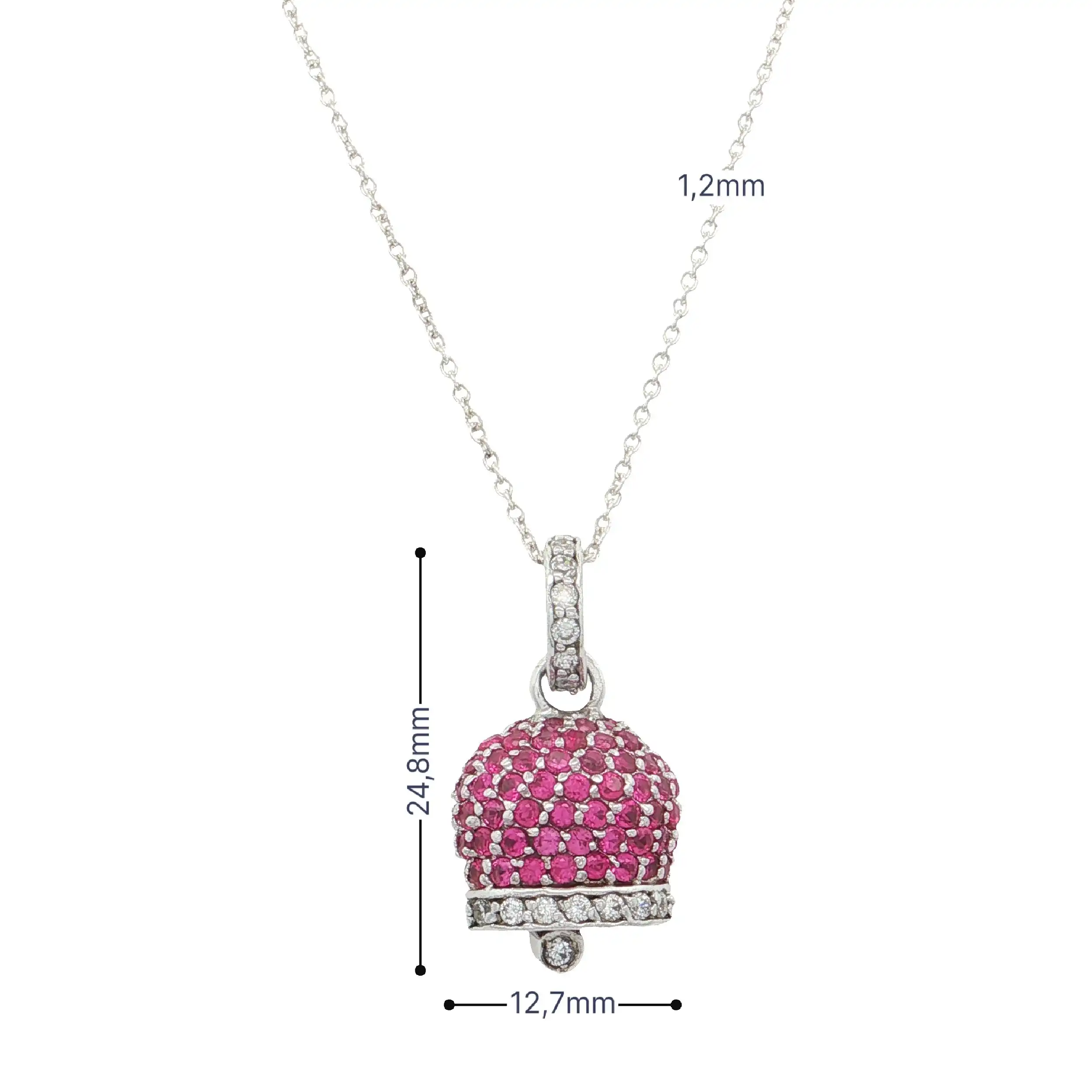 Kette Silber mit Anhänger mit Farbsteinen "Glocke" Kette Silber mit Anhänger mit Farbsteinen "Glocke"
