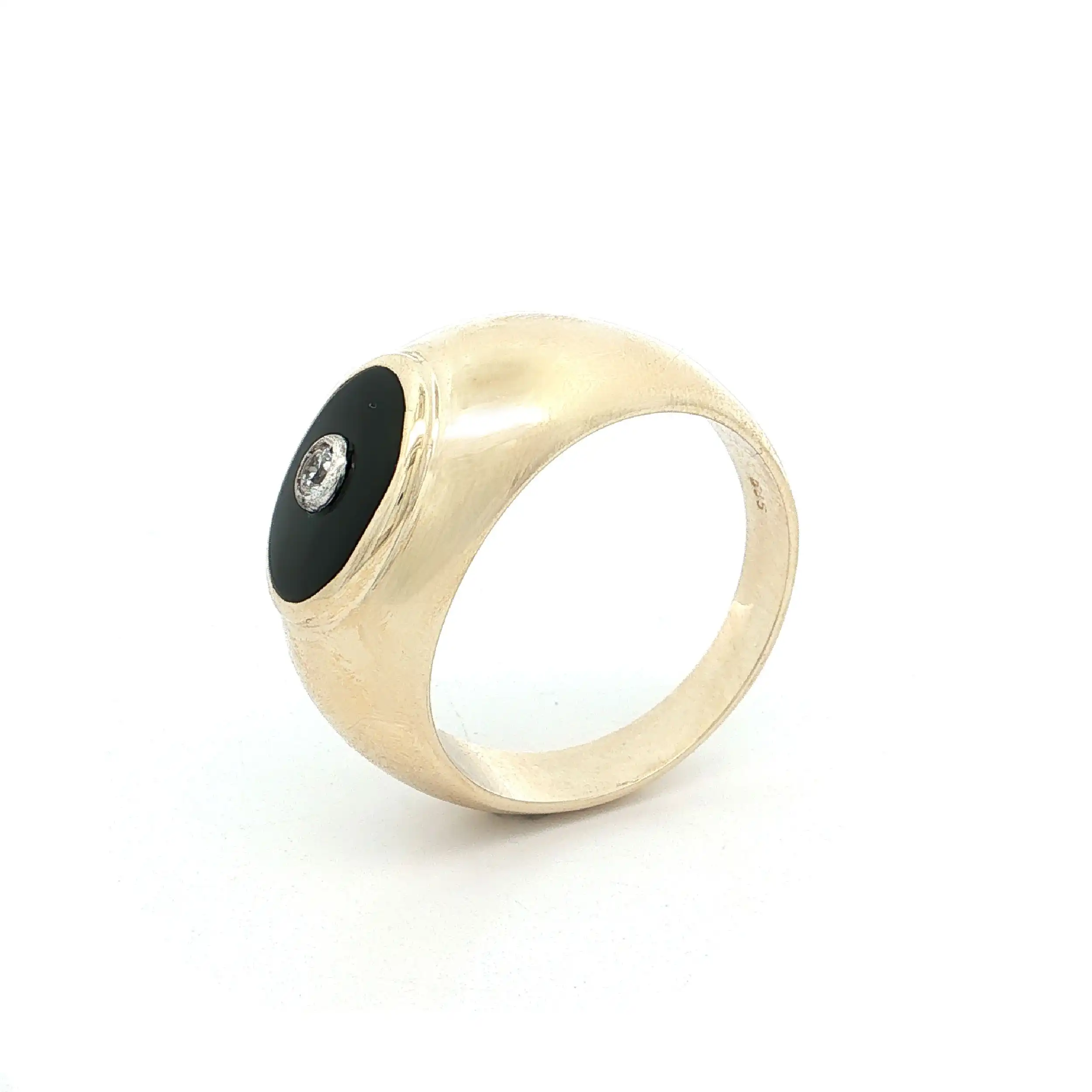 Ring Gelbgold mit Onyx und Zirkonia