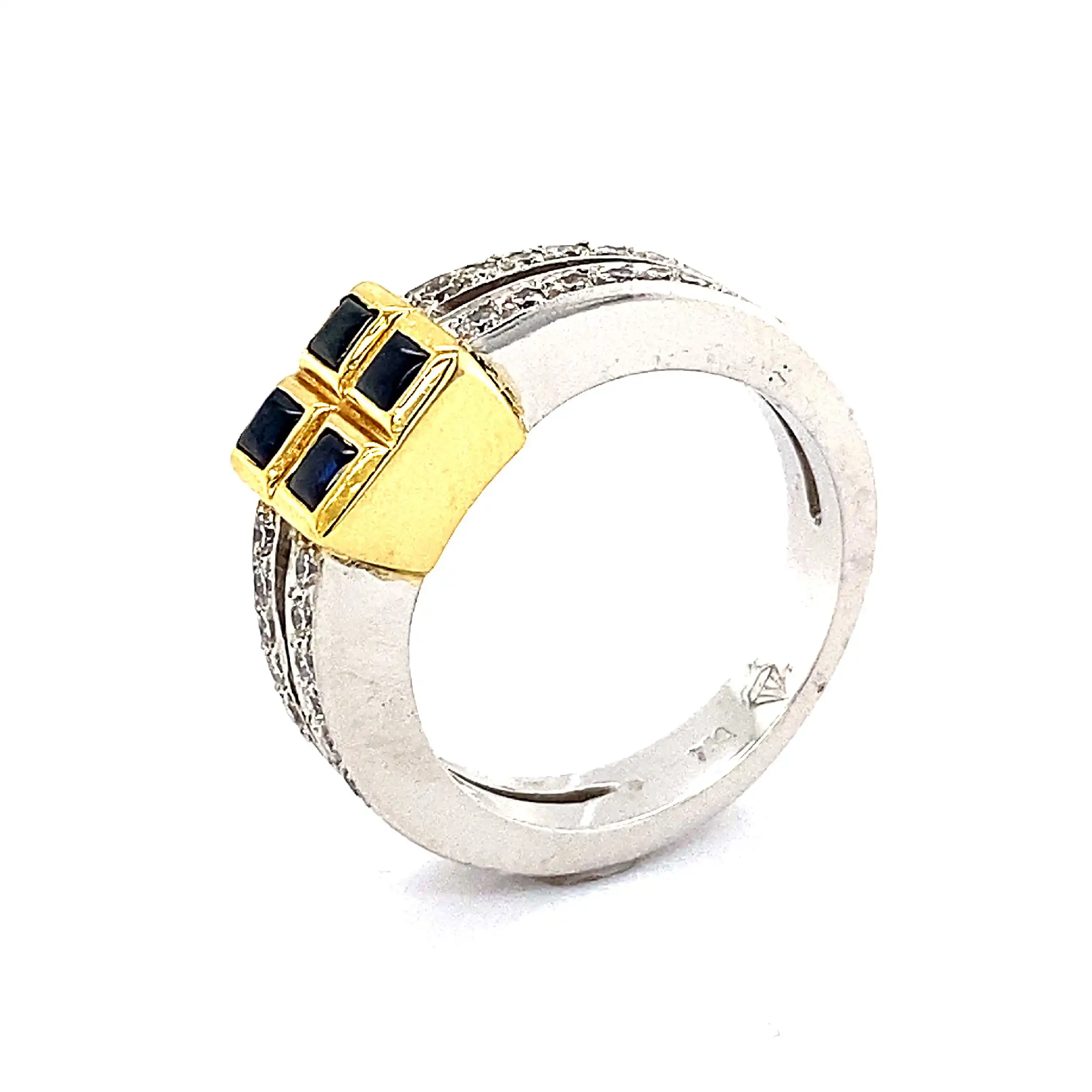 Ring Bicolor mit Brillanten und blauen Farbsteinen Ring Bicolor mit Brillanten und blauen Farbsteinen