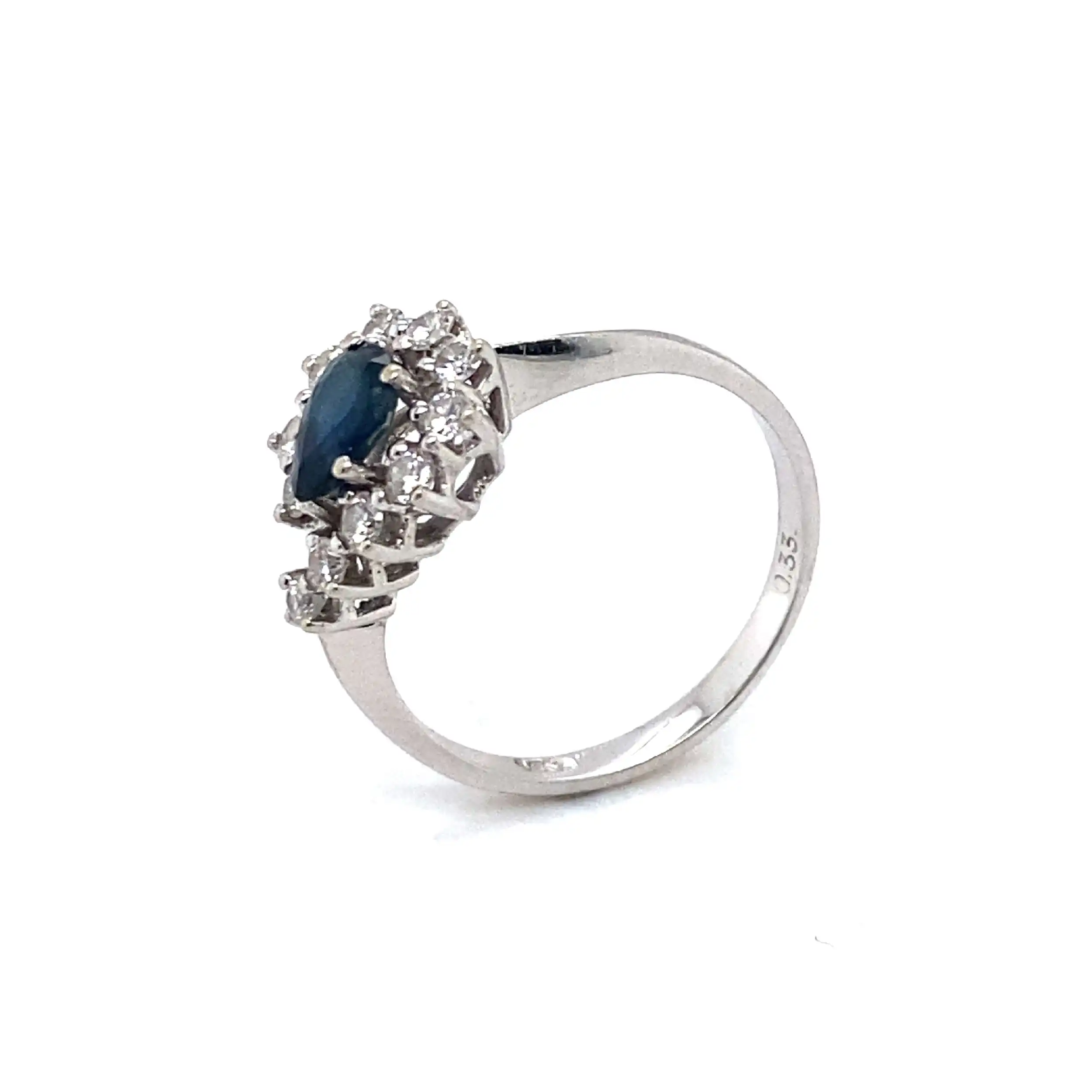 Ring Weißgold mit Saphir und Brillanten, graviert 0,33ct Ring Weißgold mit Saphir und Brillanten, graviert 0,33ct