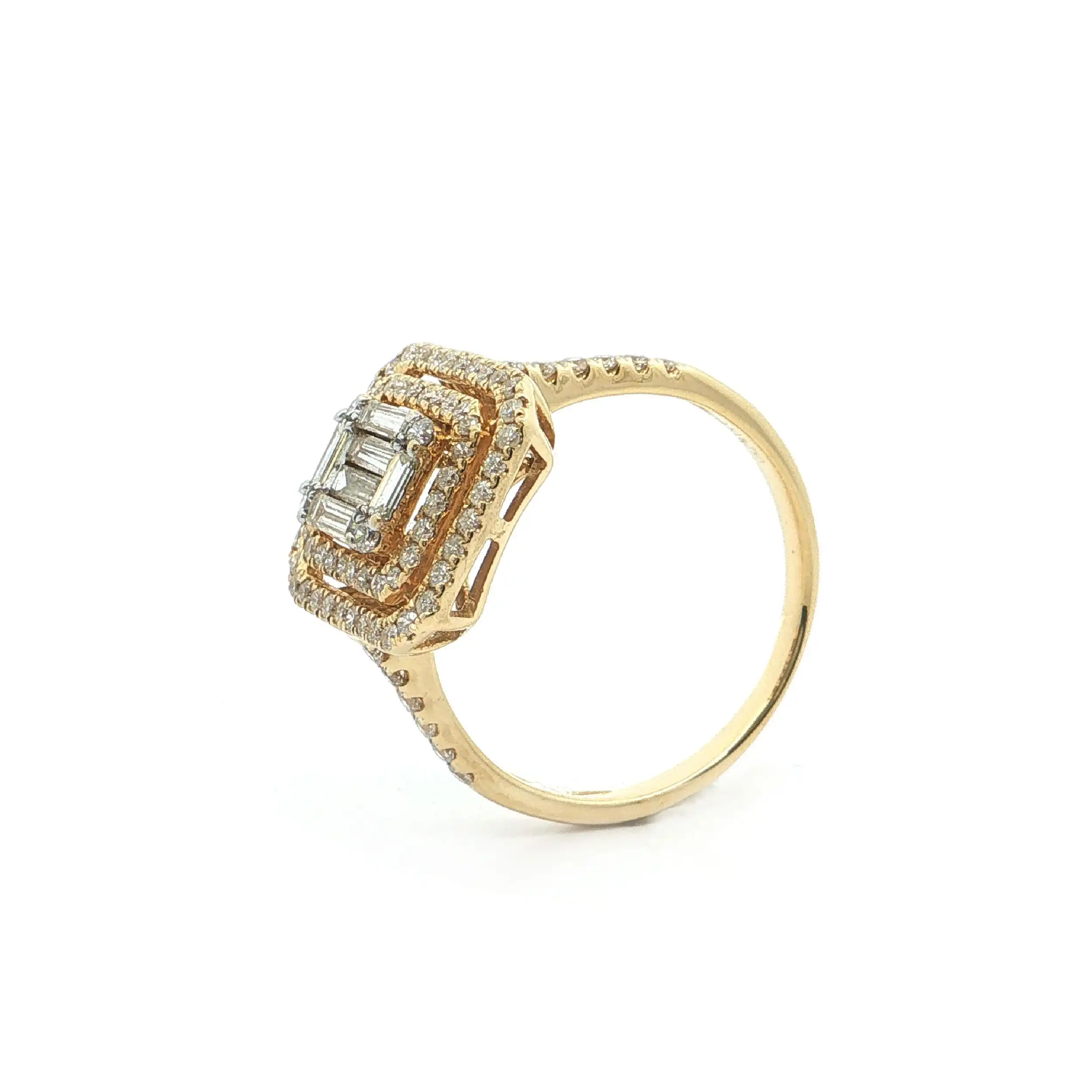 Ring Gelbgold mit Diamanten und Brillanten, graviert mit 0,95ct