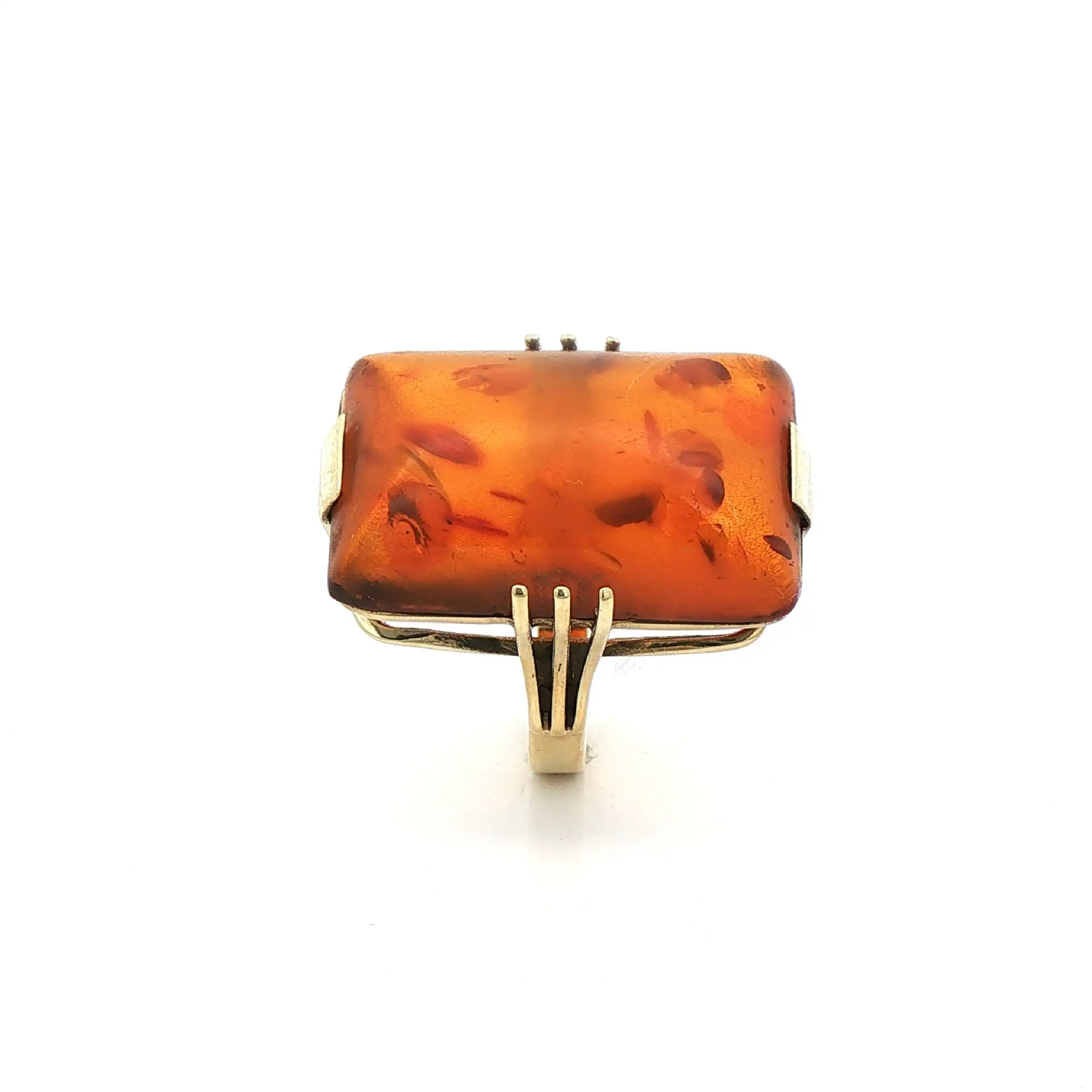 RIng Gelbgold mit Bernstein