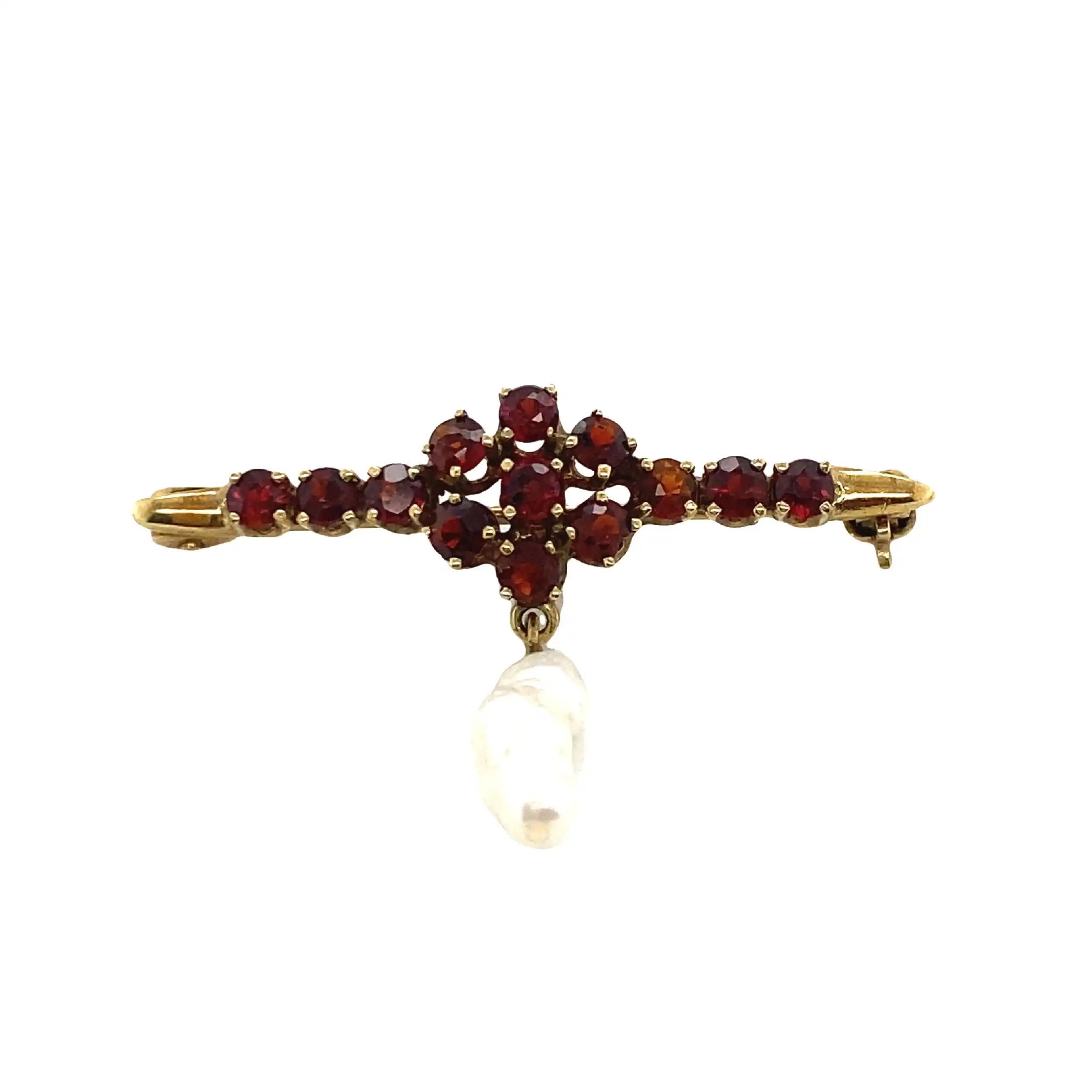 Granatbrosche mit Perle Granatbrosche mit Perle