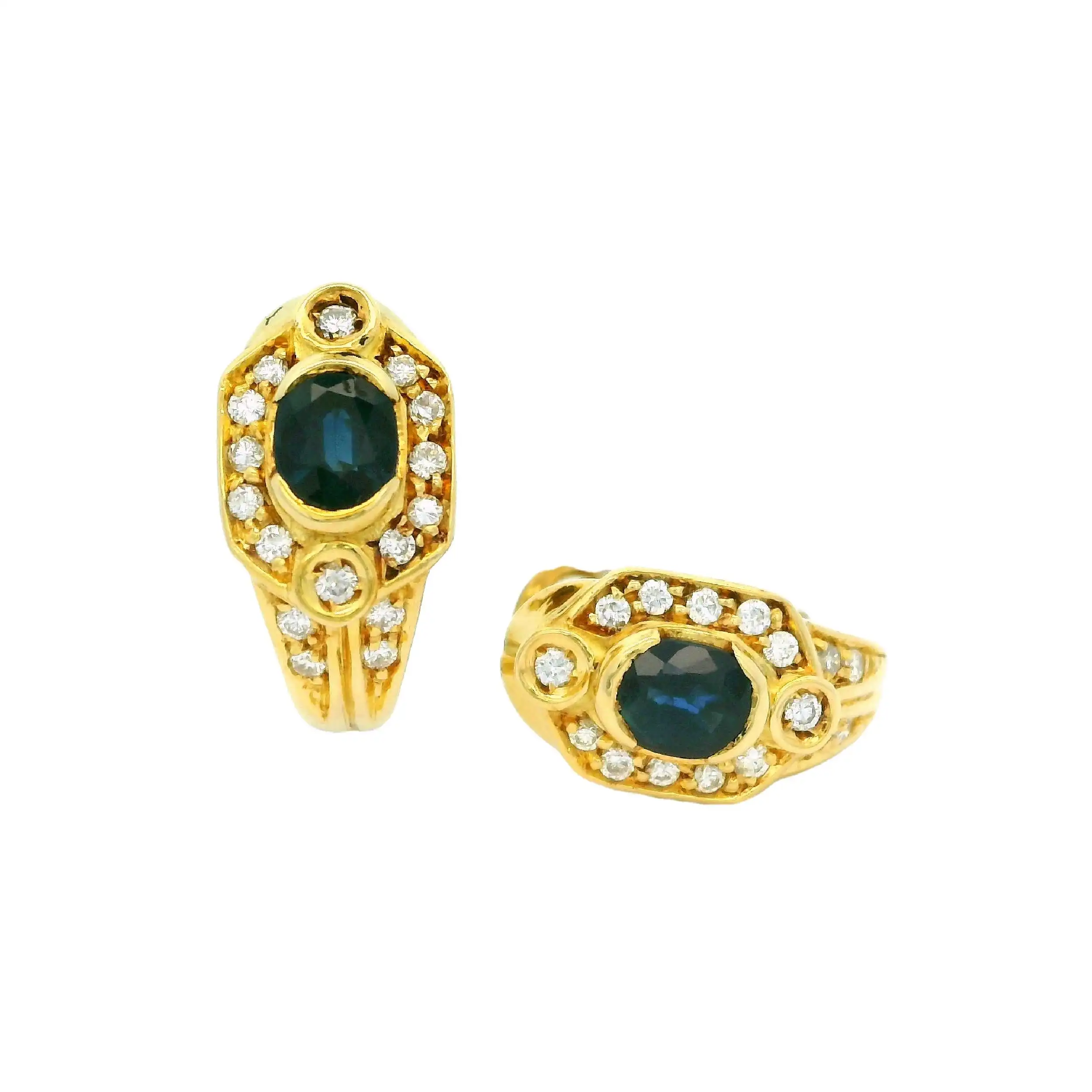 Ohrclips Gelbgold mit Saphir und Brillanten Ohrclips Gelbgold mit Saphir und Brillanten