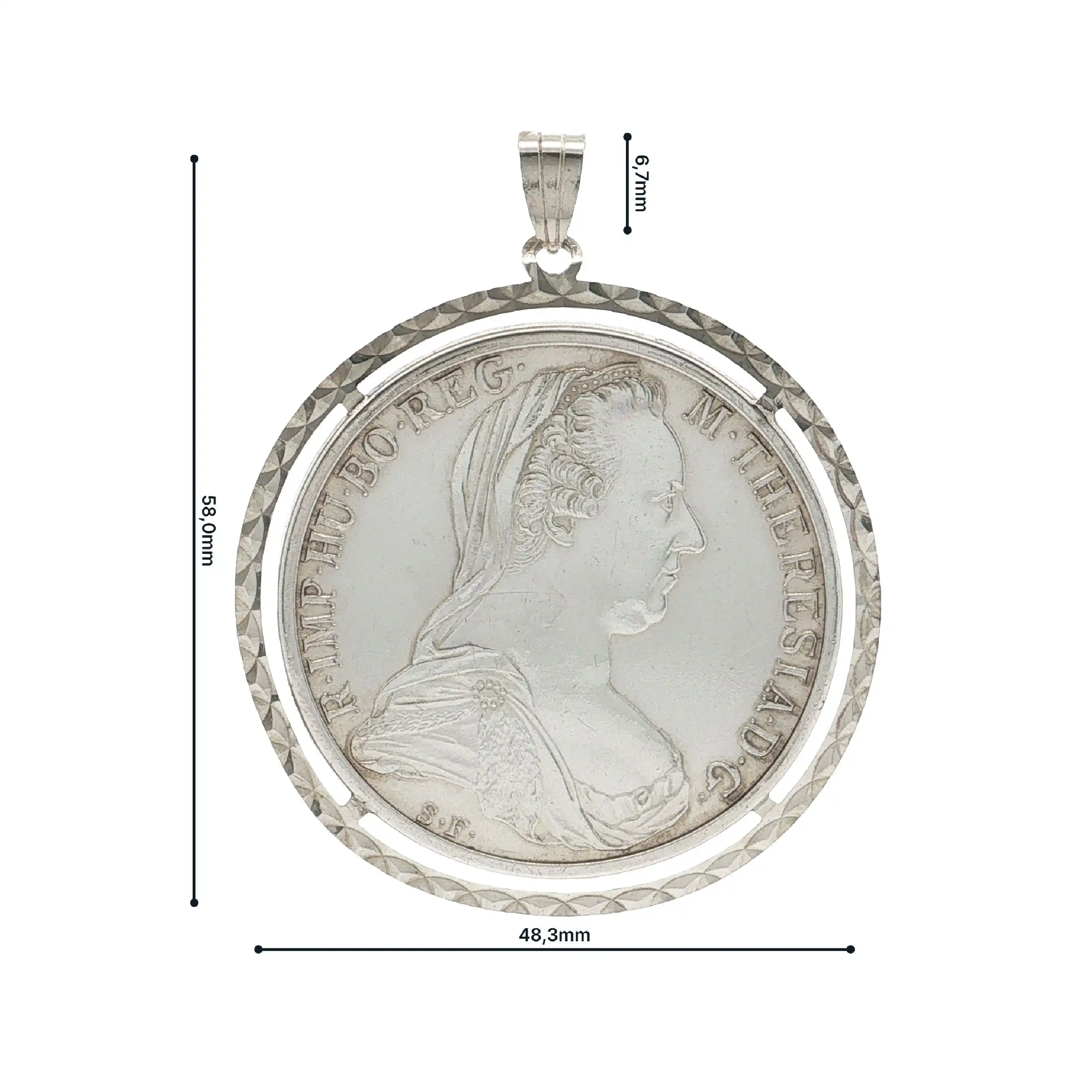 Münze Silber mit Fassung "Maria-Theresien-Taler"