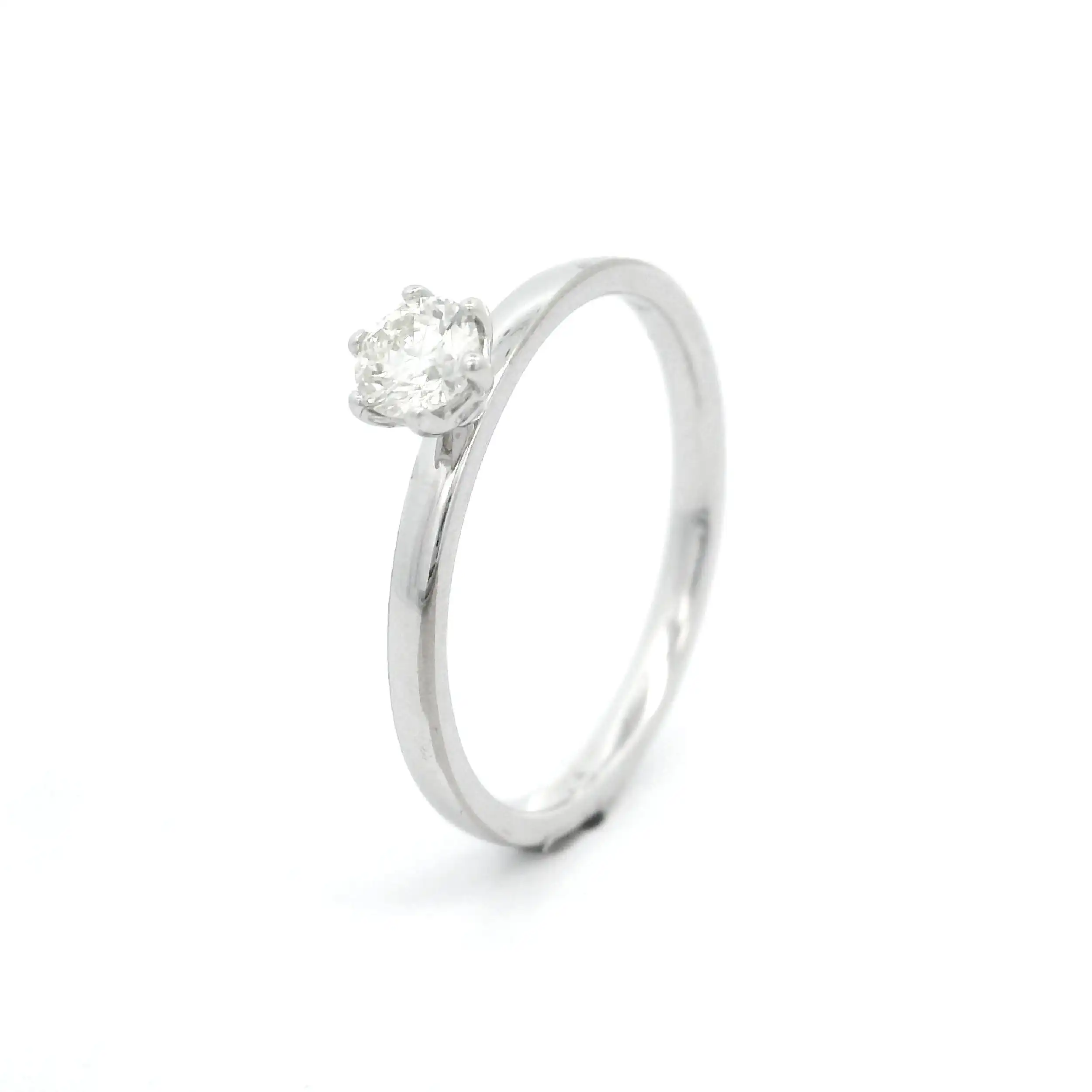 Ring Weißgold mit Brillant von Christ, graviert 0,20ct. Ring Weißgold mit Brillant von Christ, graviert 0,20ct.