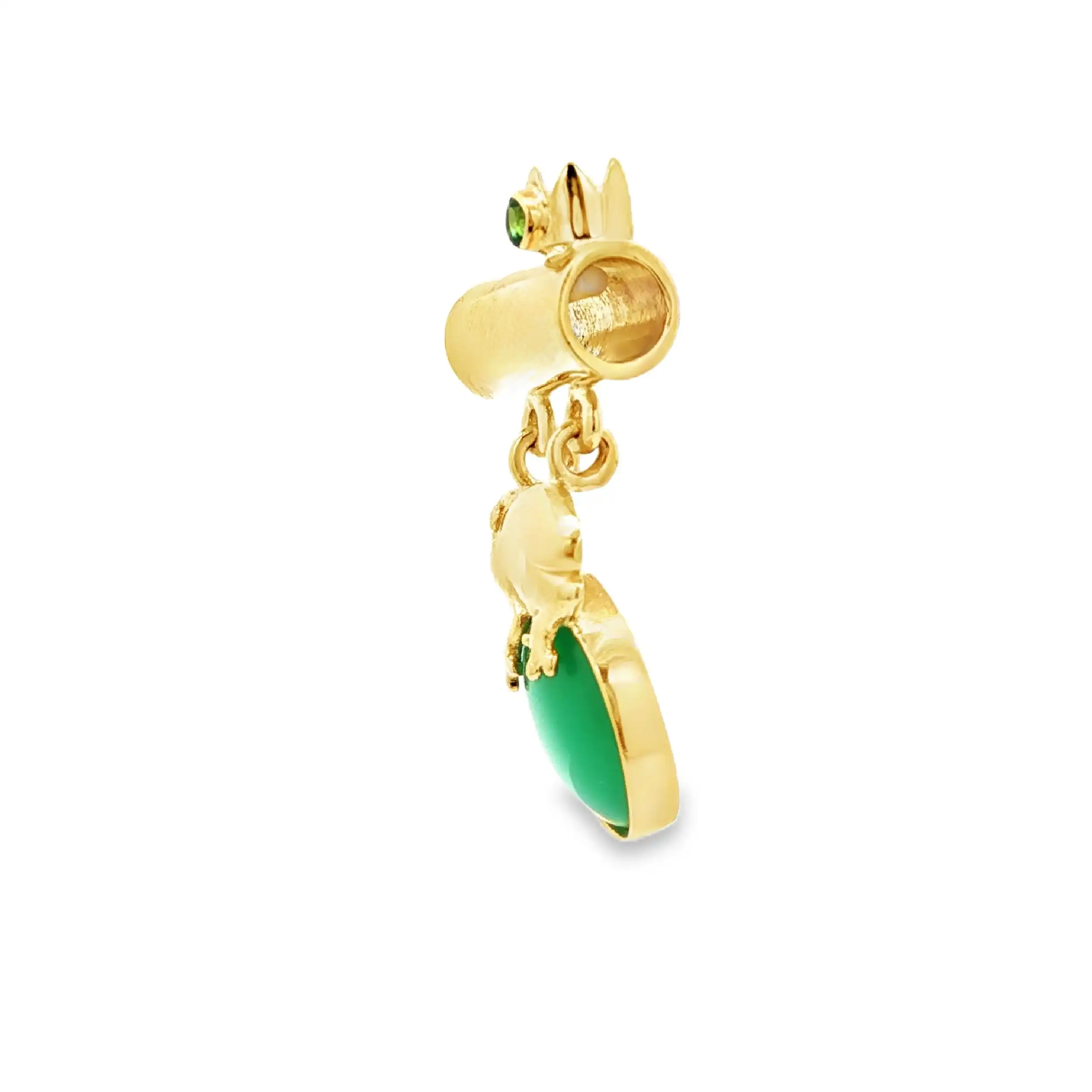 Anhänger Gelbgold Frosch mit grünem Farbstein Anhänger Gelbgold Frosch mit grünem Farbstein