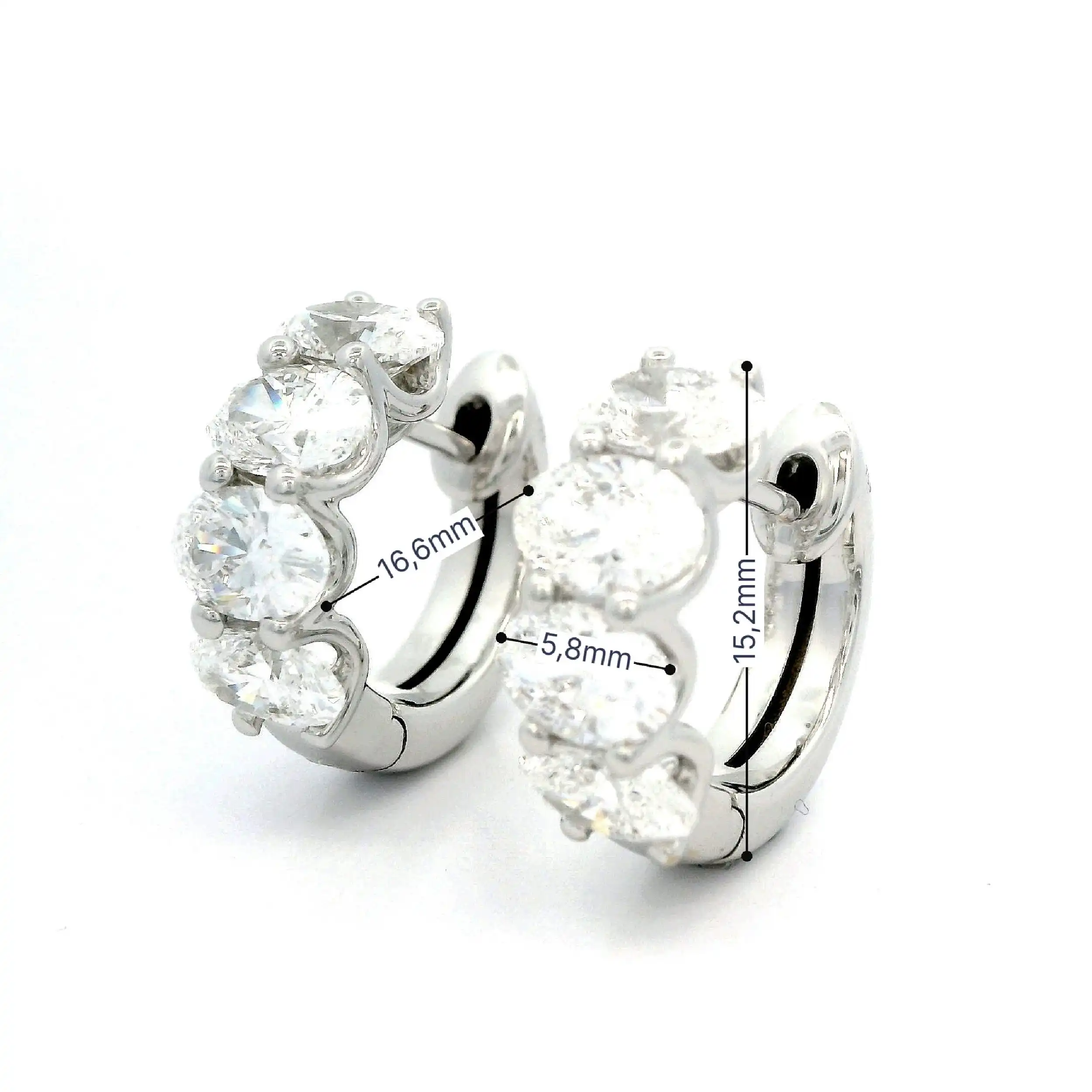 Creolen Weißgold mit Diamanten Oval mit Zertifikat von Rüschenbeck 3,3ct Creolen Weißgold mit Diamanten Oval mit Zertifikat von Rüschenbeck 3,3ct