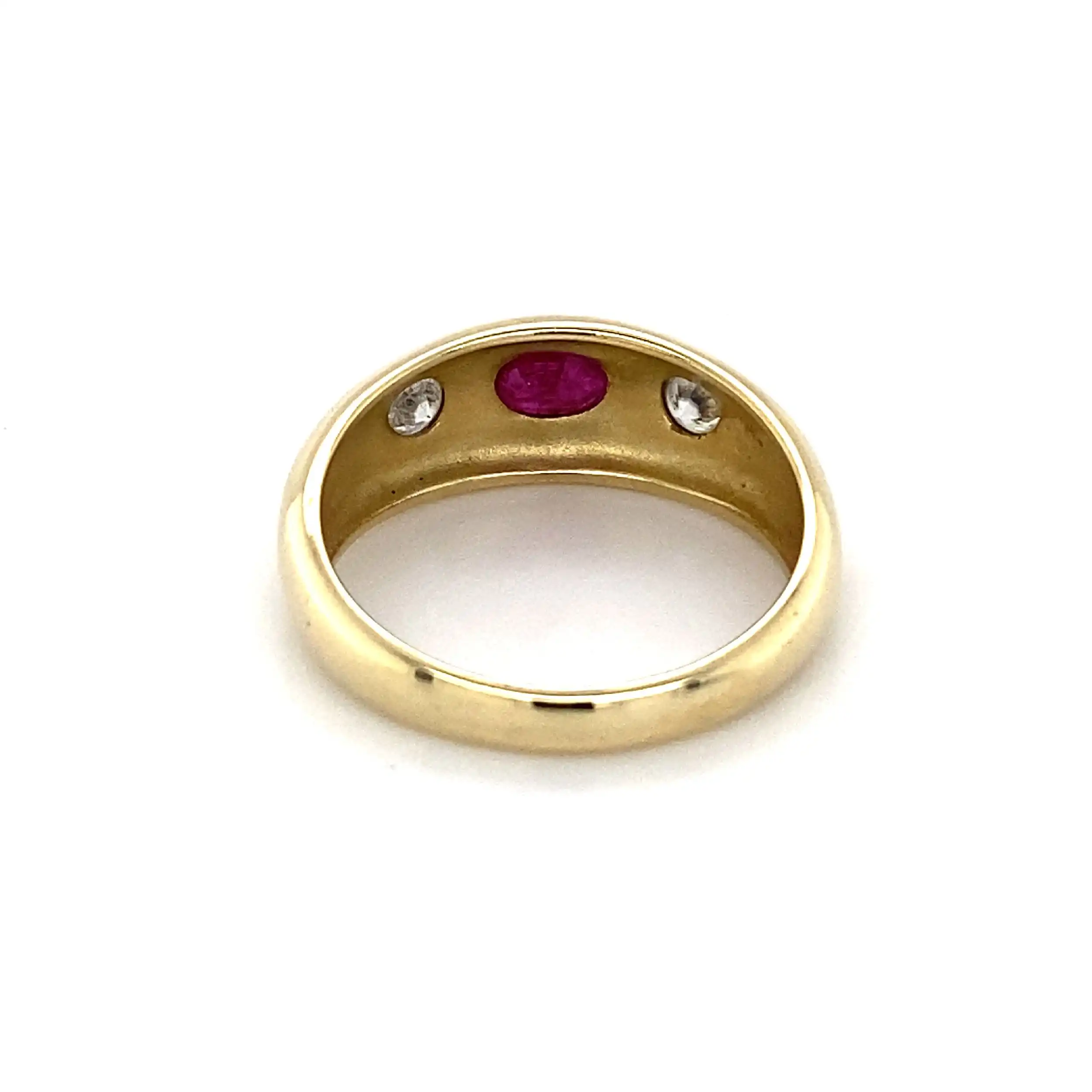 Ring Gelbgold mit rotem Farbstein und Zirkonia Ring Gelbgold mit rotem Farbstein und Zirkonia