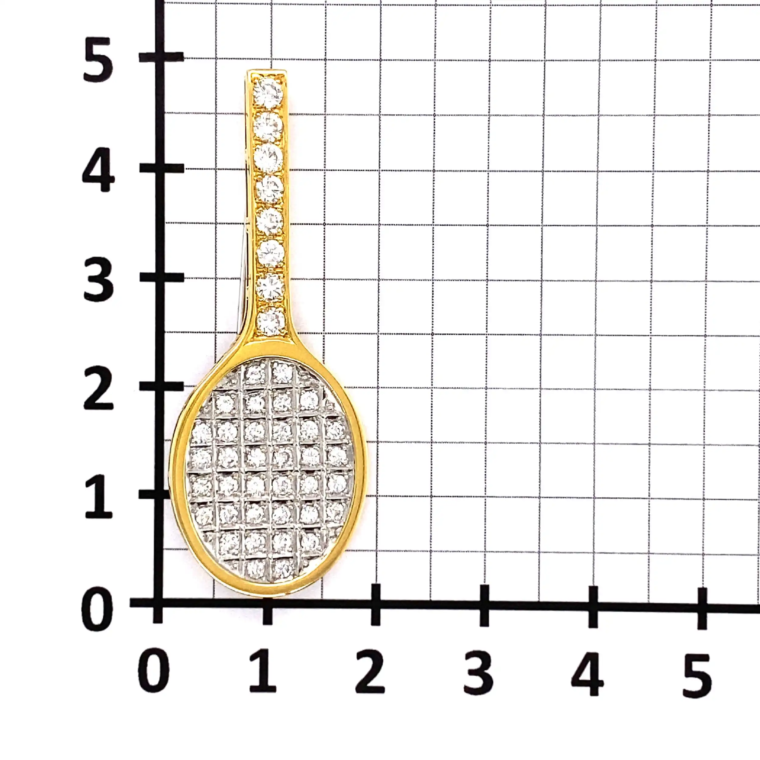 Nadel Bicolor Tennisschläger mit Brillanten Nadel Bicolor Tennisschläger mit Brillanten