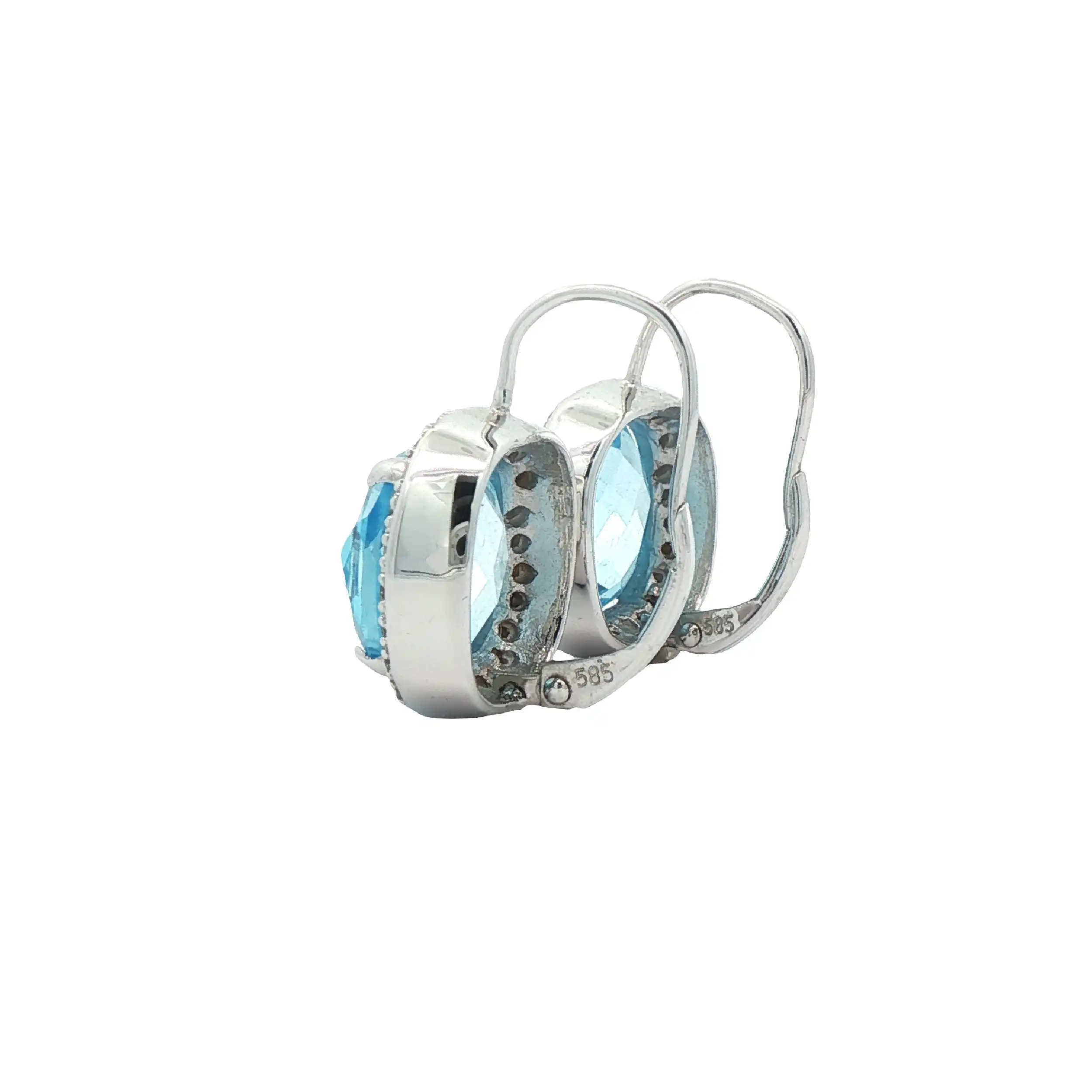 Ohrstecker Weißgold mit Blau Topas und Diamanten Ohrstecker Weißgold mit Blau Topas und Diamanten