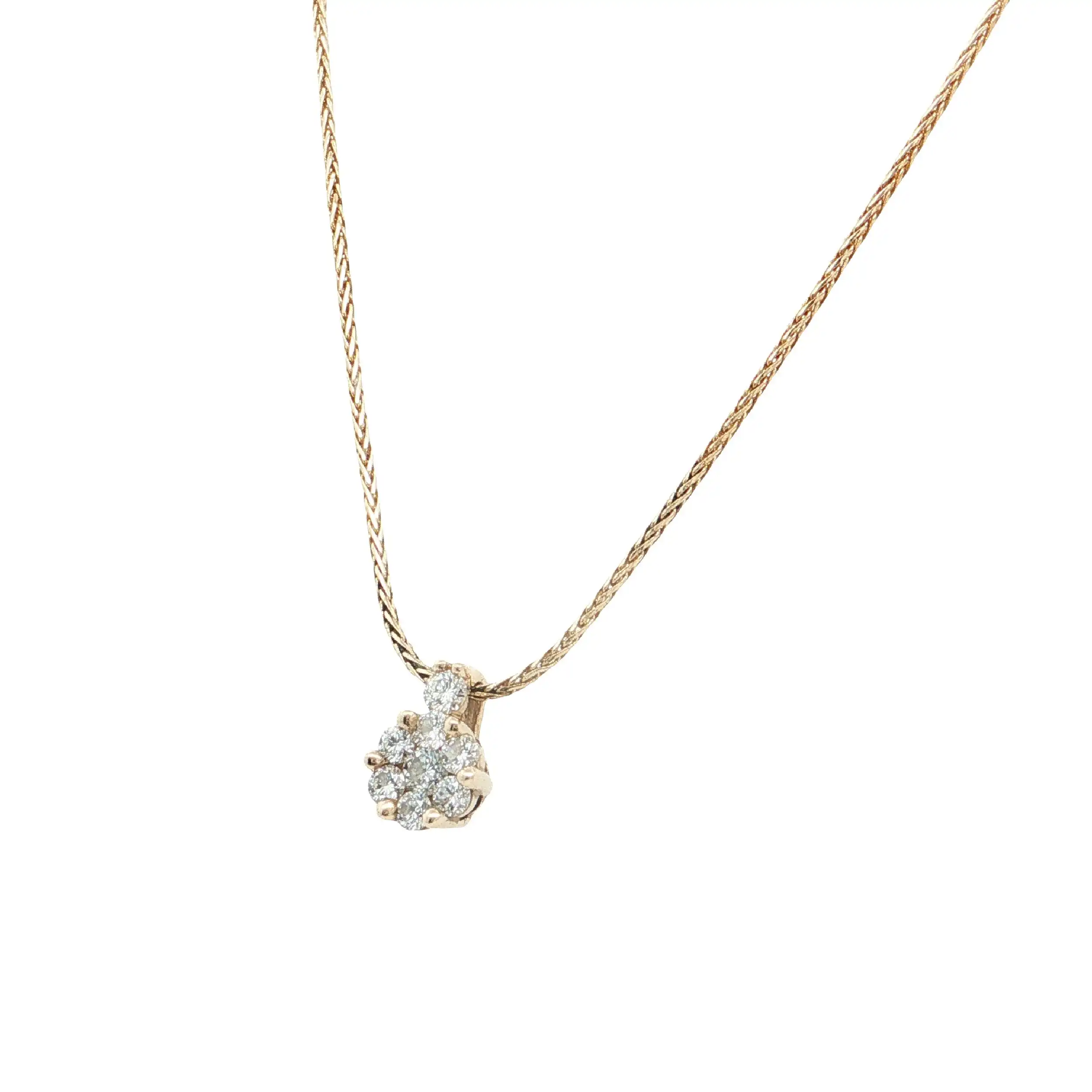 Zopfkette Gelbgold mit Brillantanhänger "Blume"