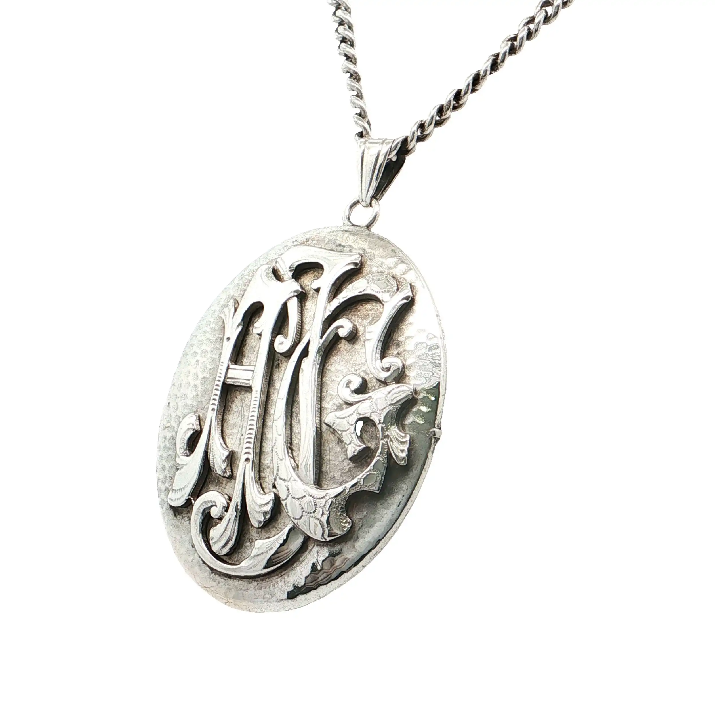 Kette Silber mit graviertem Medaillon Anhänger