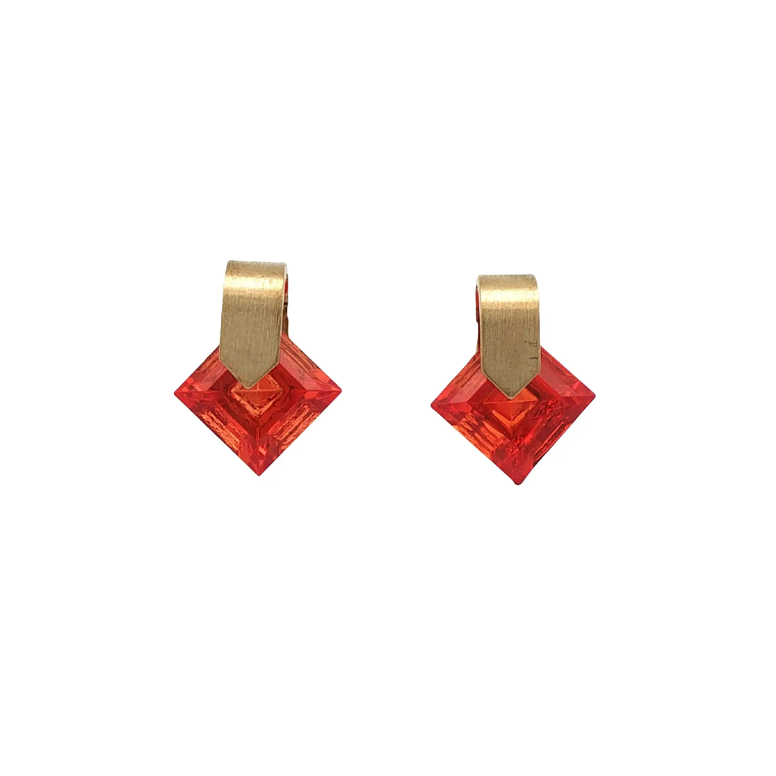 Ohrstecker Gelbgold mit roten Farbsteinen