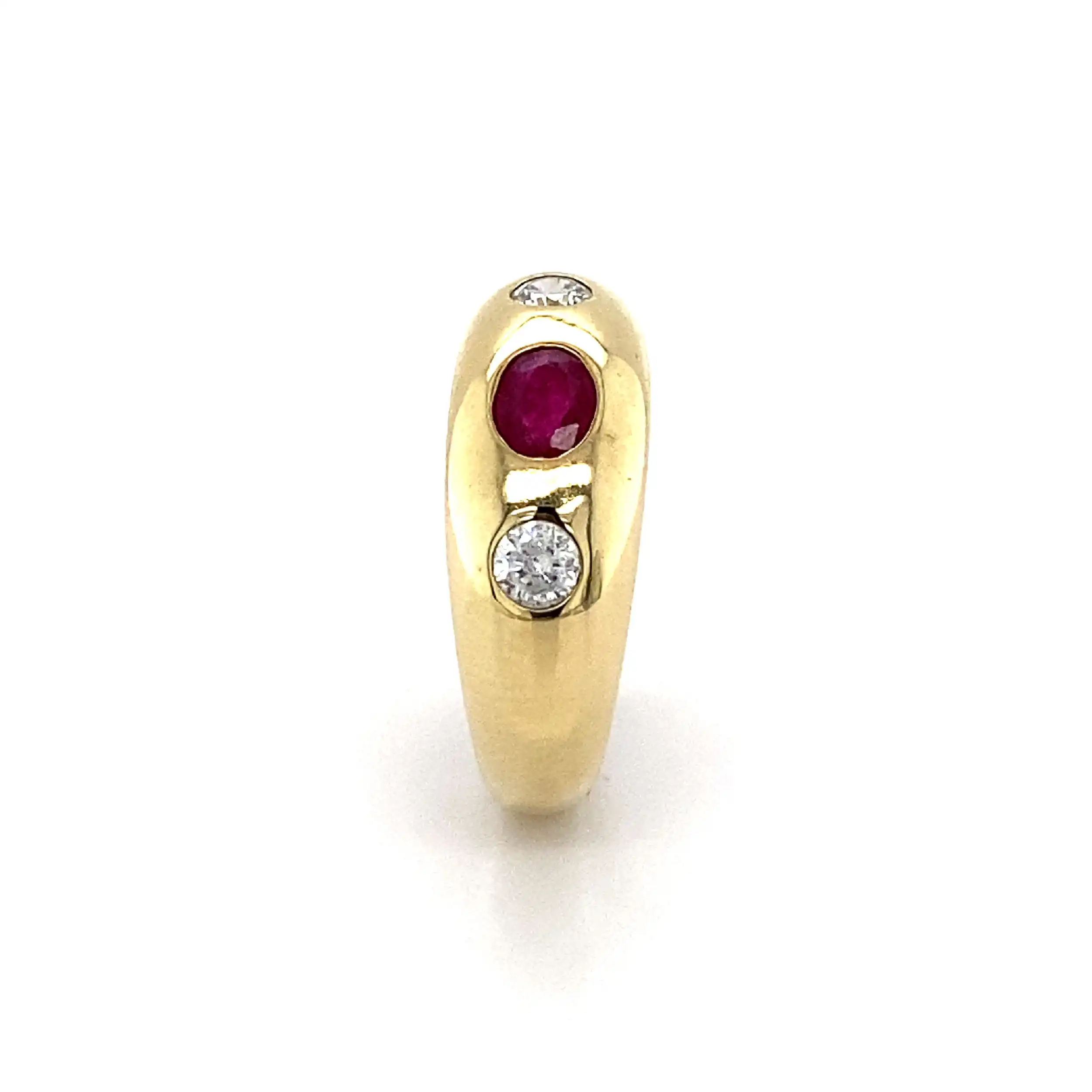 Ring Gelbgold mit rotem Farbstein und Zirkonia Ring Gelbgold mit rotem Farbstein und Zirkonia