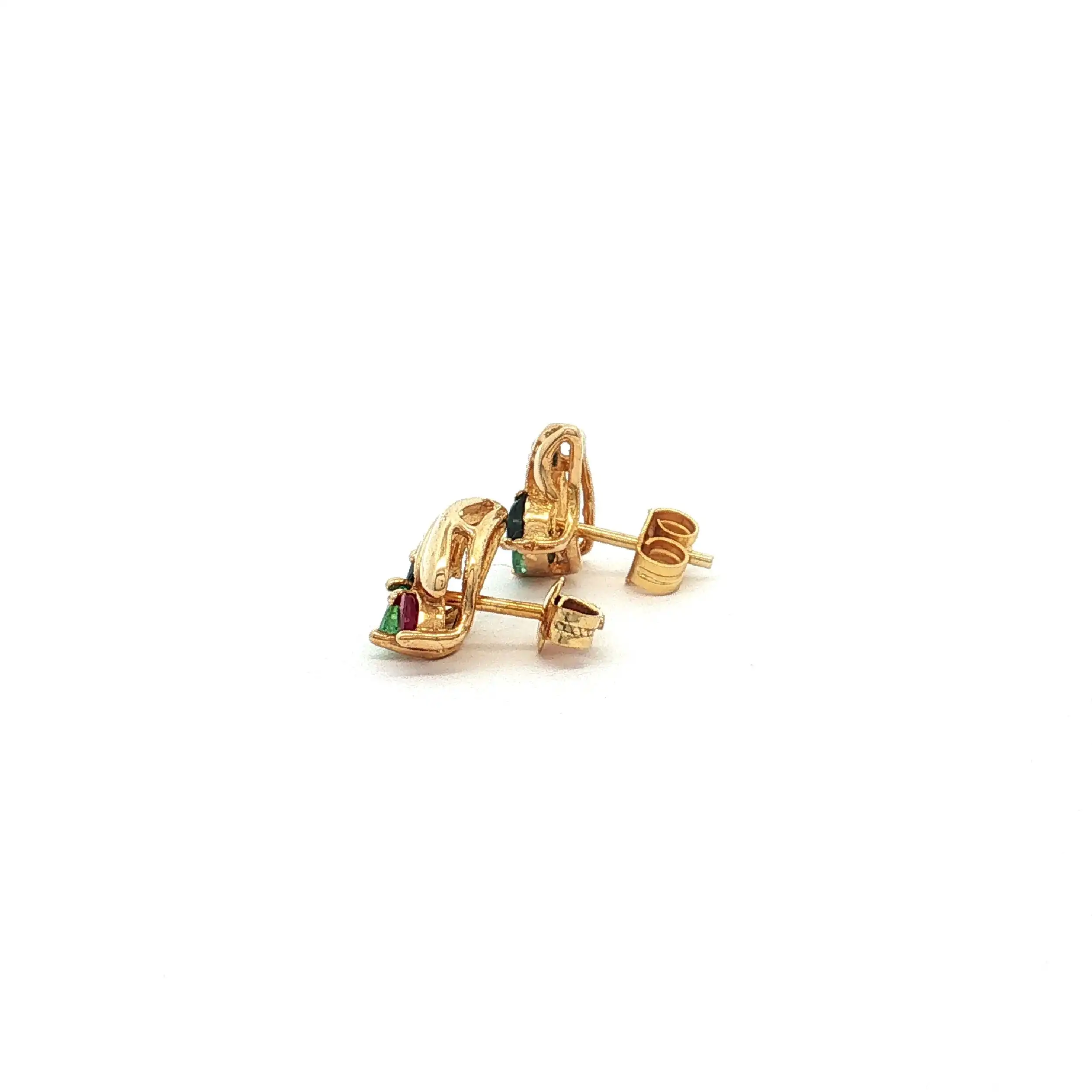Paar Ohrstecker Gelbgold mit bunten Steinen Paar Ohrstecker Gelbgold mit bunten Steinen