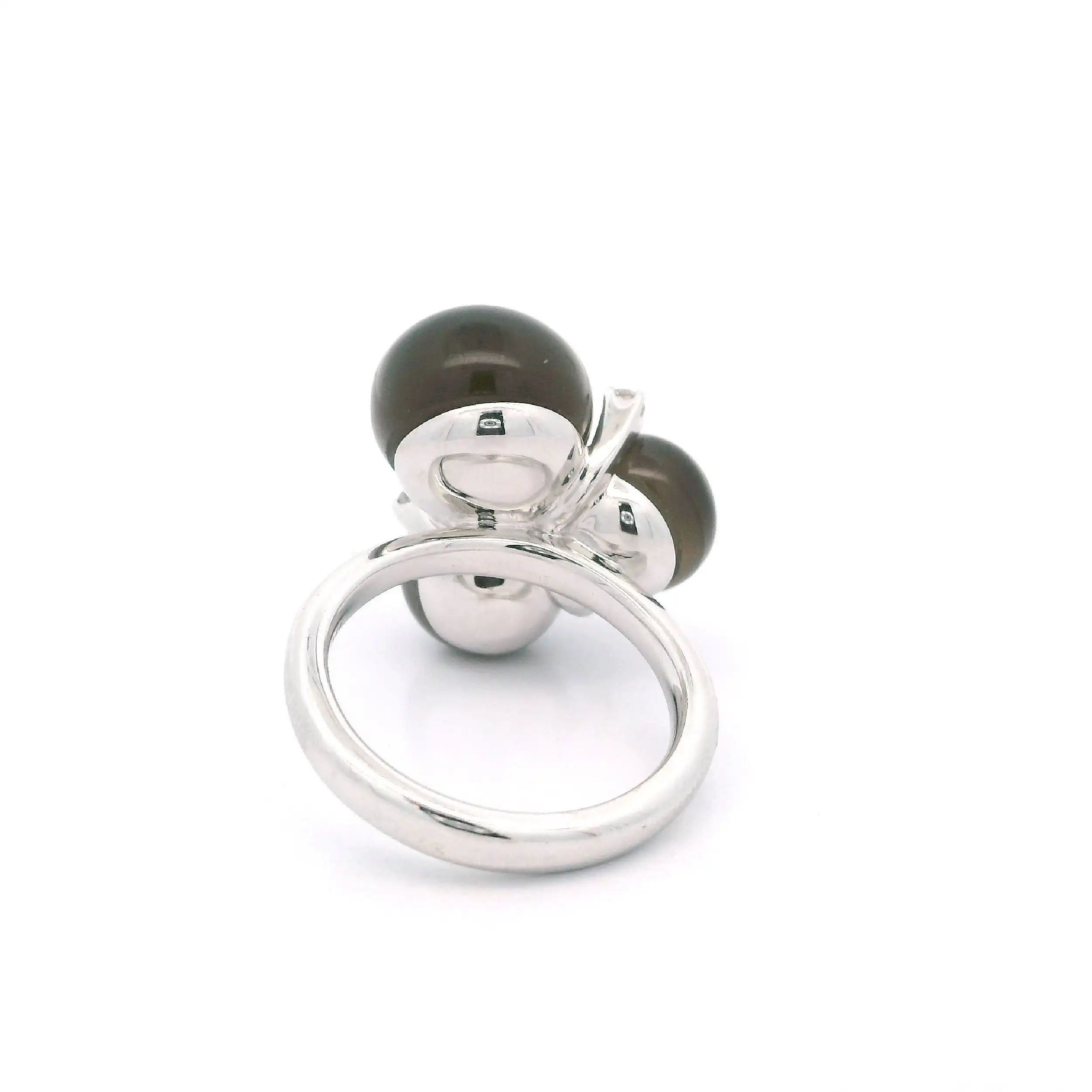 Ring Weißgold mit Brillanten und Mondstein Cabochon mit 0,15ct graviert