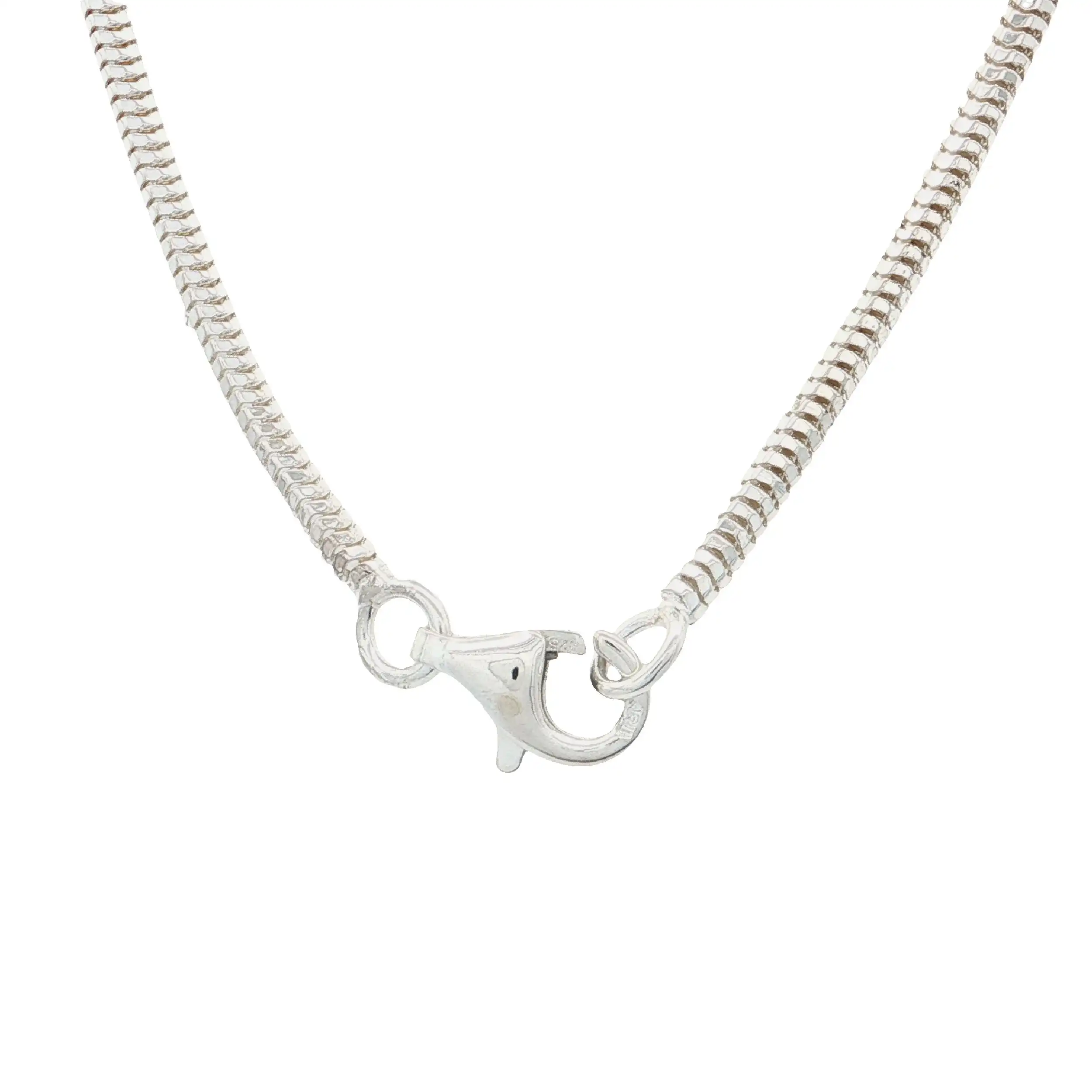 Schlangenkette Silber mit Anhänger mit blauen und weißen Zirkonia