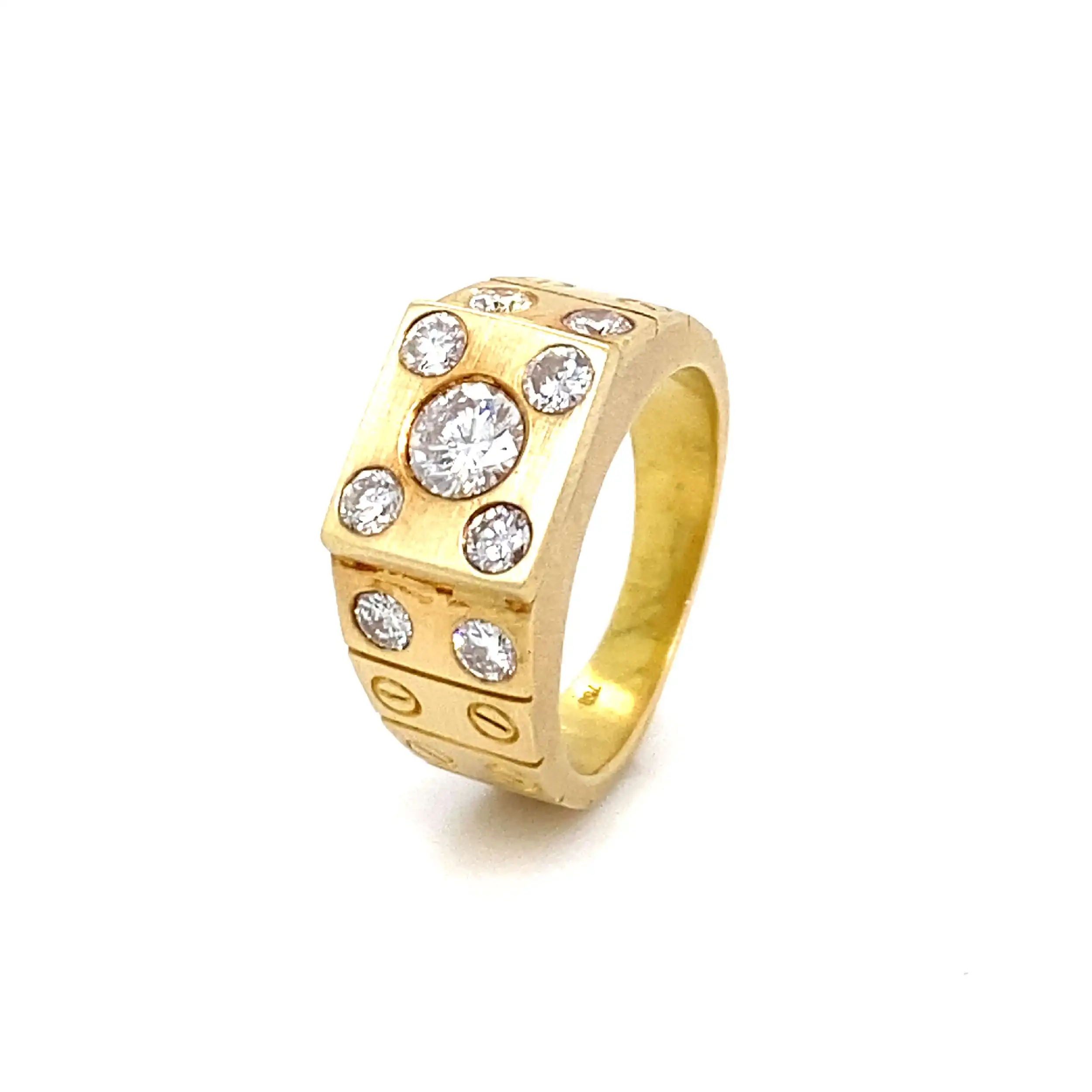 Ring Gelbgold mit Brillanten, graviert mit 1,32ct. Ring Gelbgold mit Brillanten, graviert mit 1,32ct.