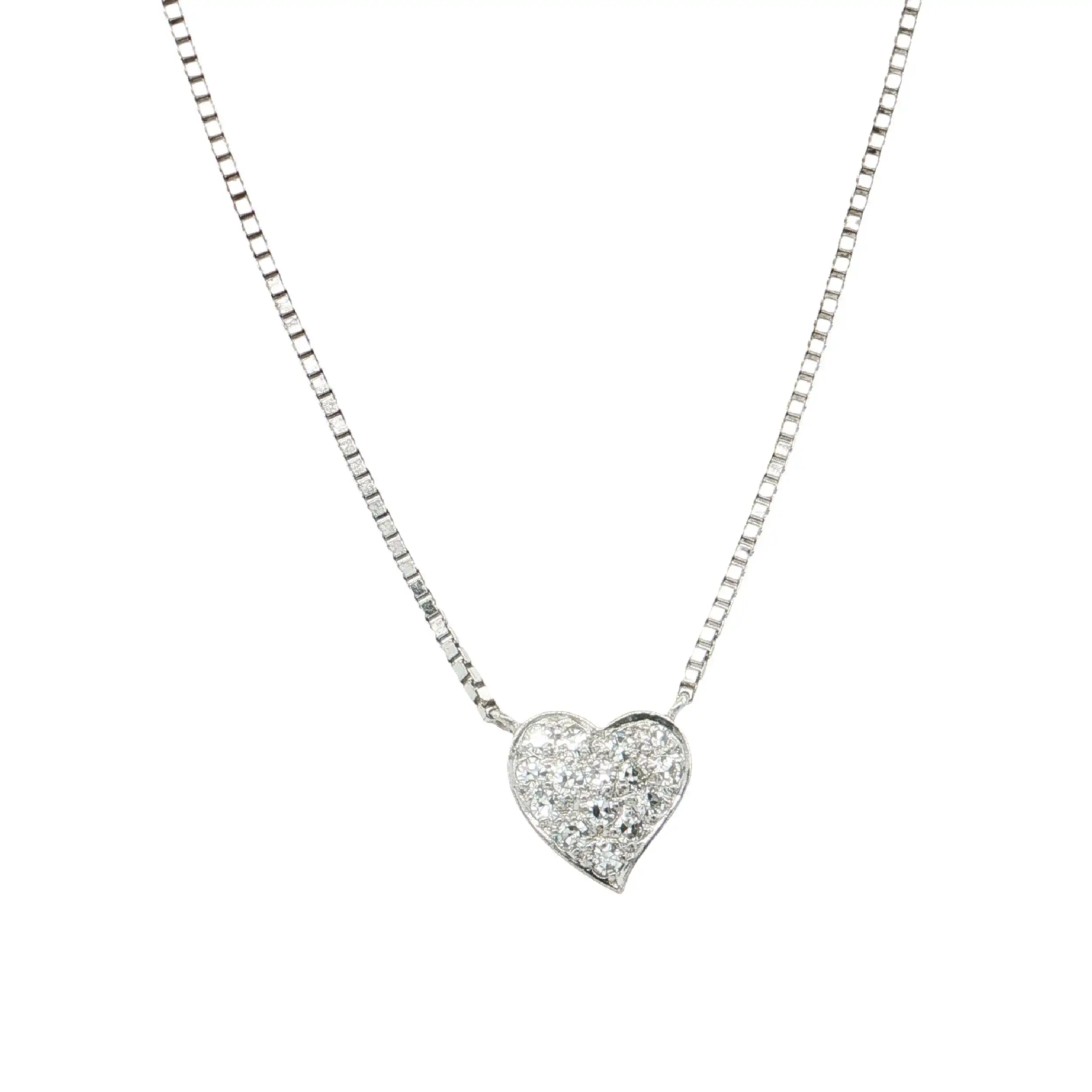 Collier Weißgold mit Herzanhänger mit Diamanten