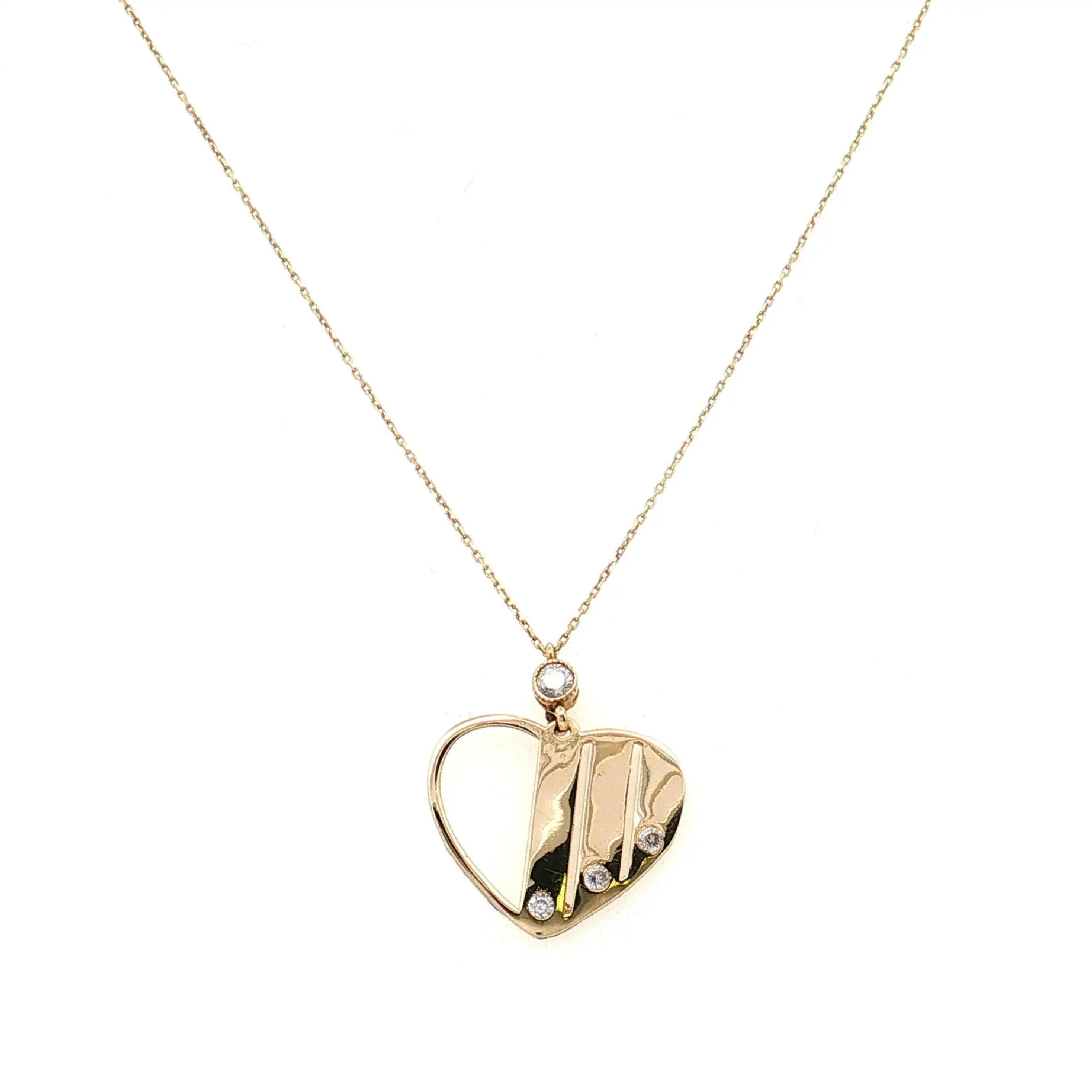 Kette mit Anhänger Gelbgold Herz Zirkoniabesatz Kette mit Anhänger Gelbgold Herz Zirkoniabesatz