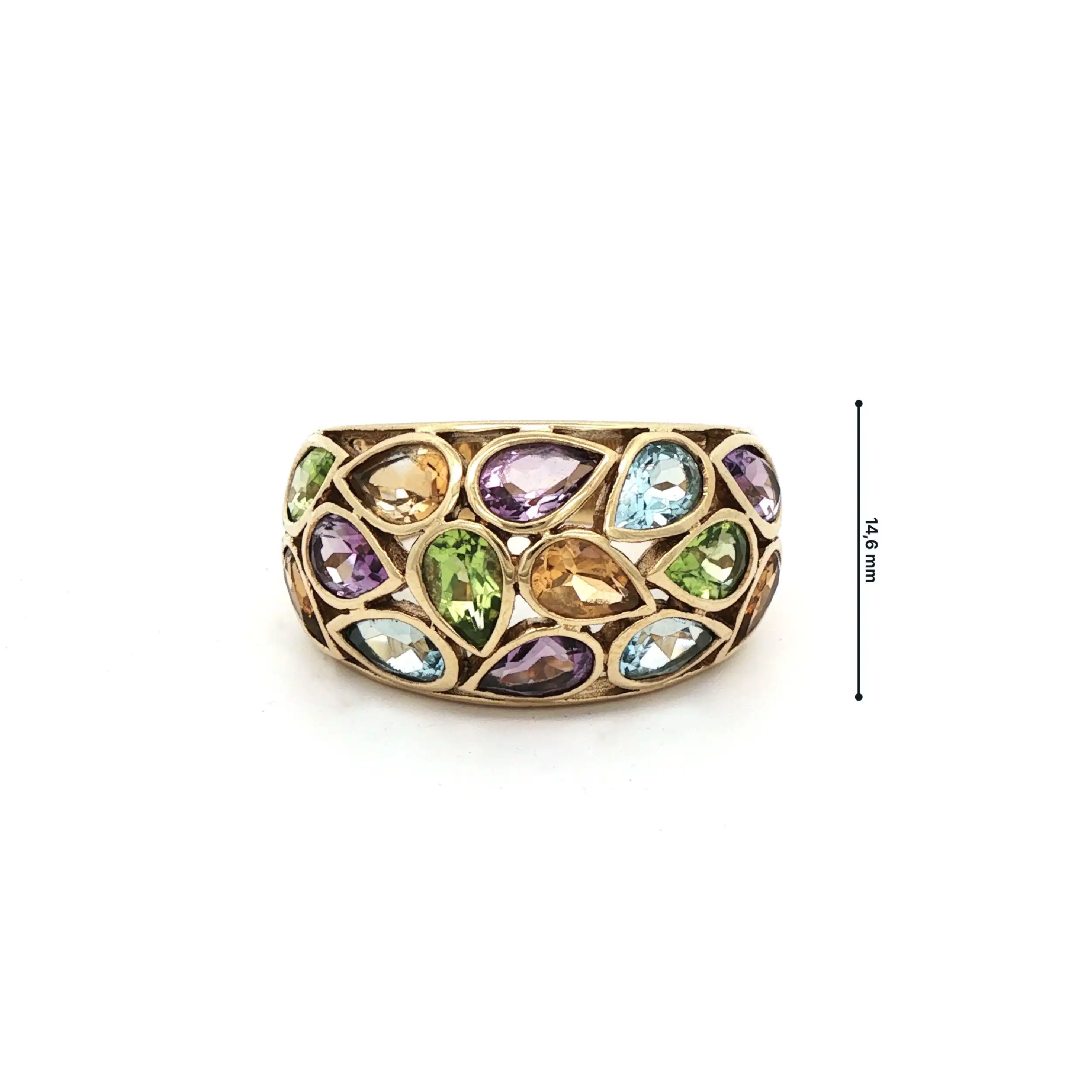 Ring Gelbgold mit diversen Farbsteinen