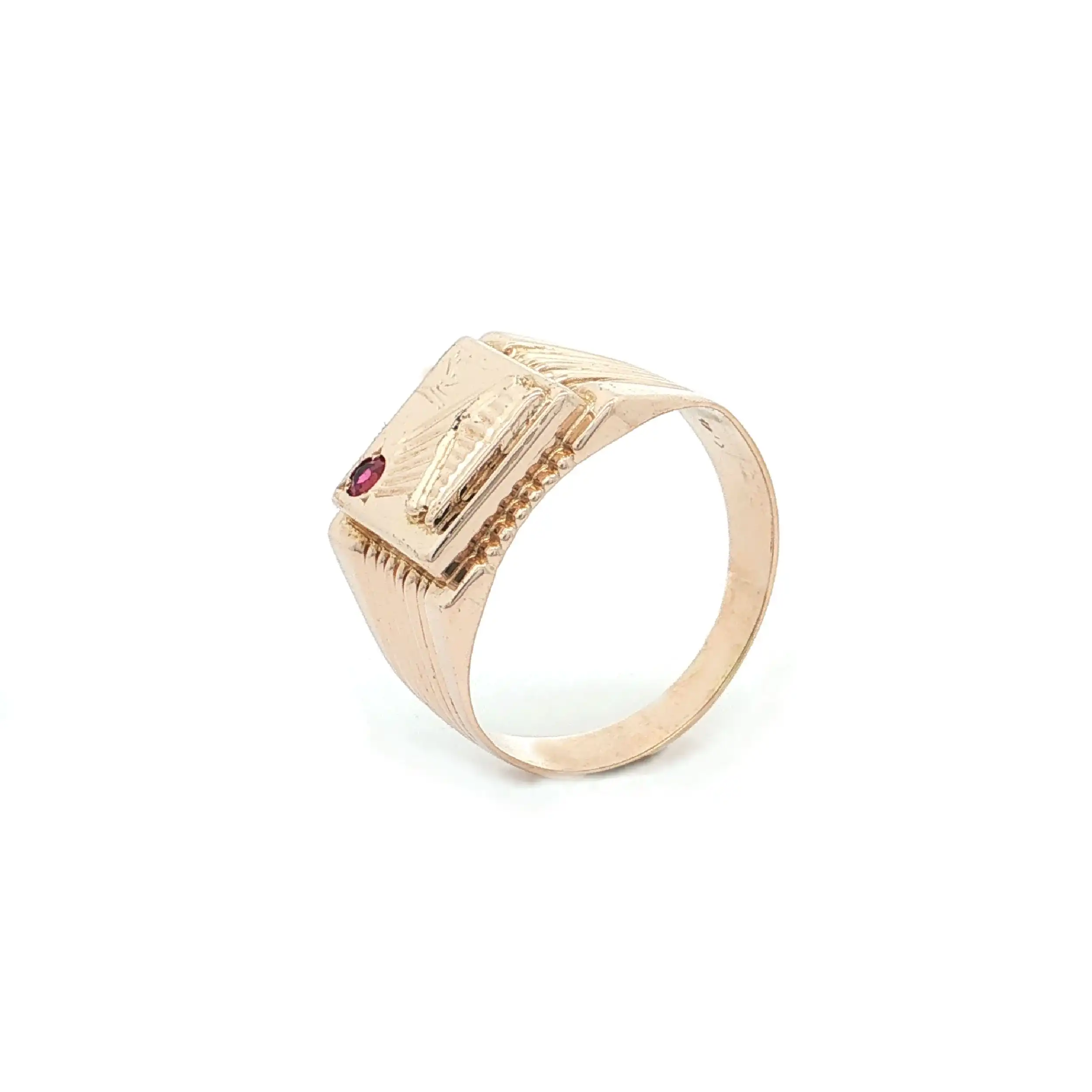 Ring Rotgold mit pinkem Farbstein