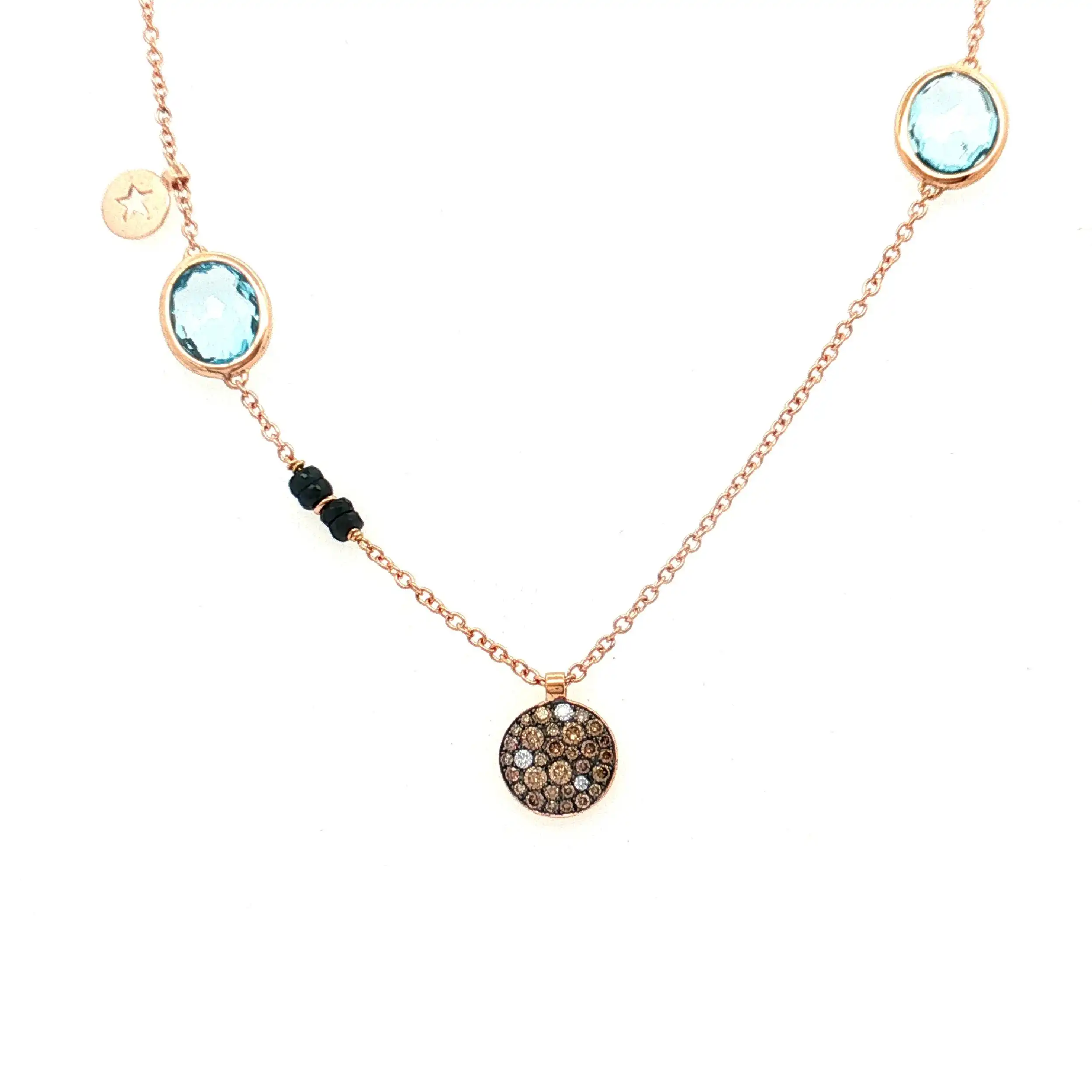 Collier Rotgold Al Coro mit Topas, Saphir und Diamanten