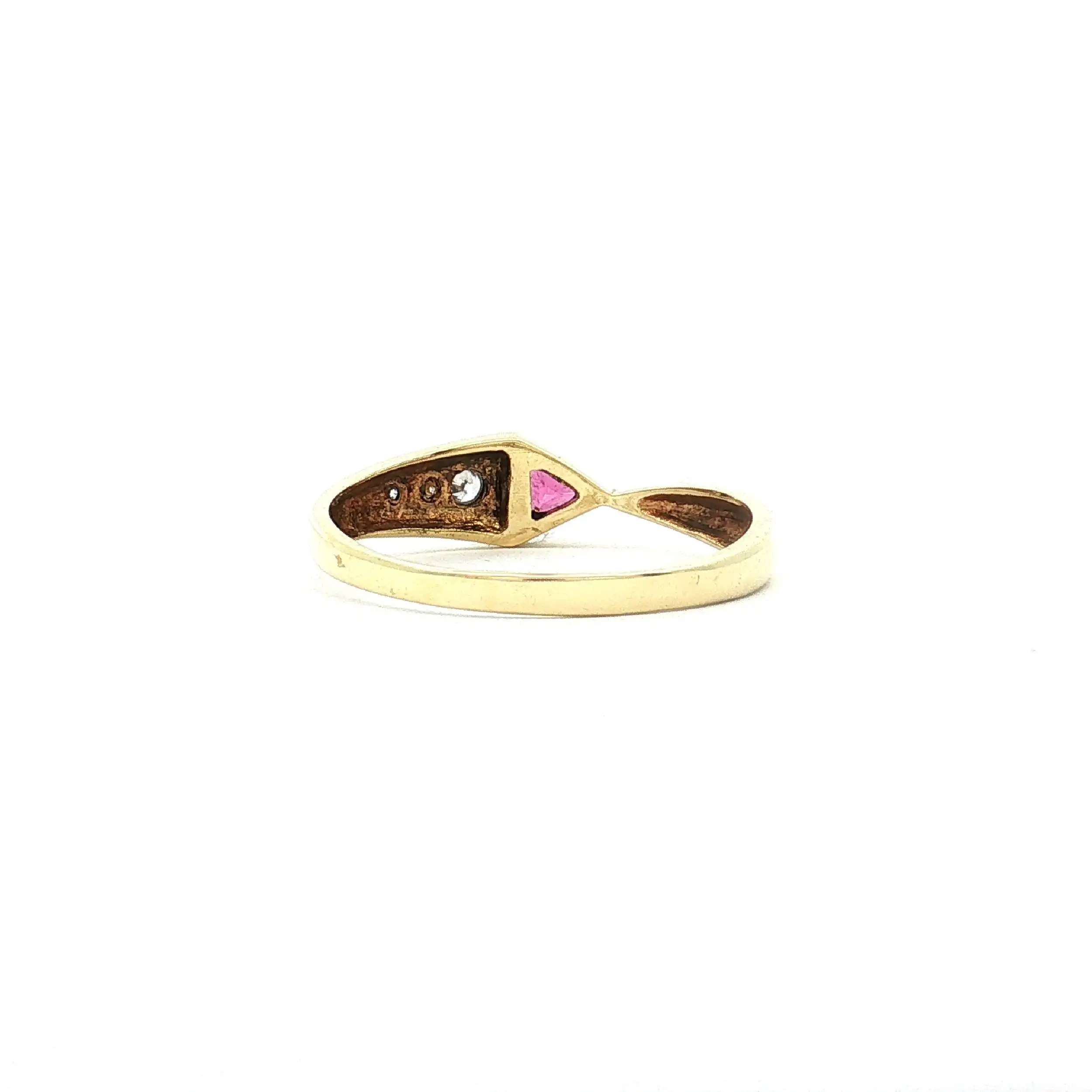 Ring Gelbgold mit pinken Stein und Zirkonia Ring Gelbgold mit pinken Stein und Zirkonia