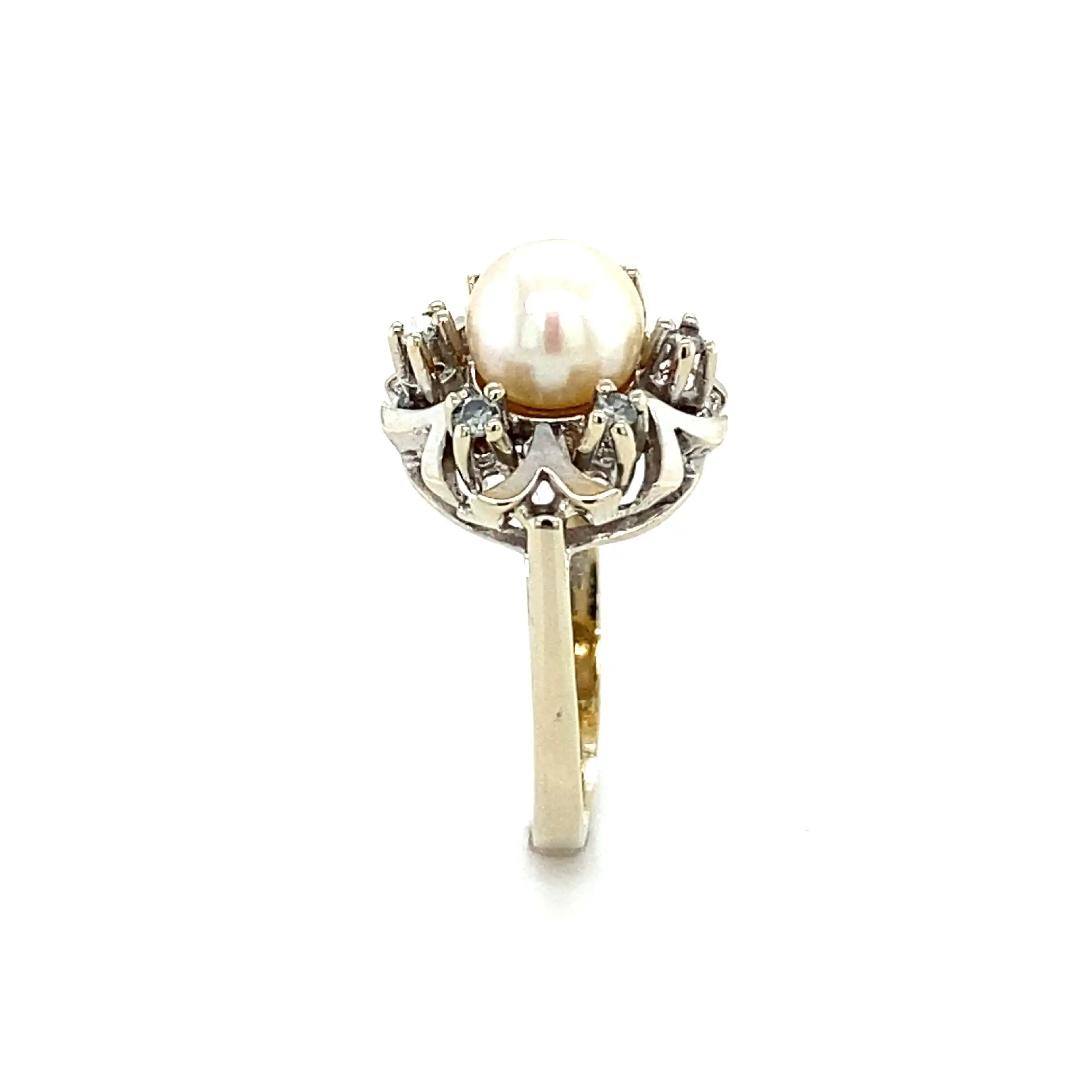 Ring Weißgold mit Perle & Diamanten