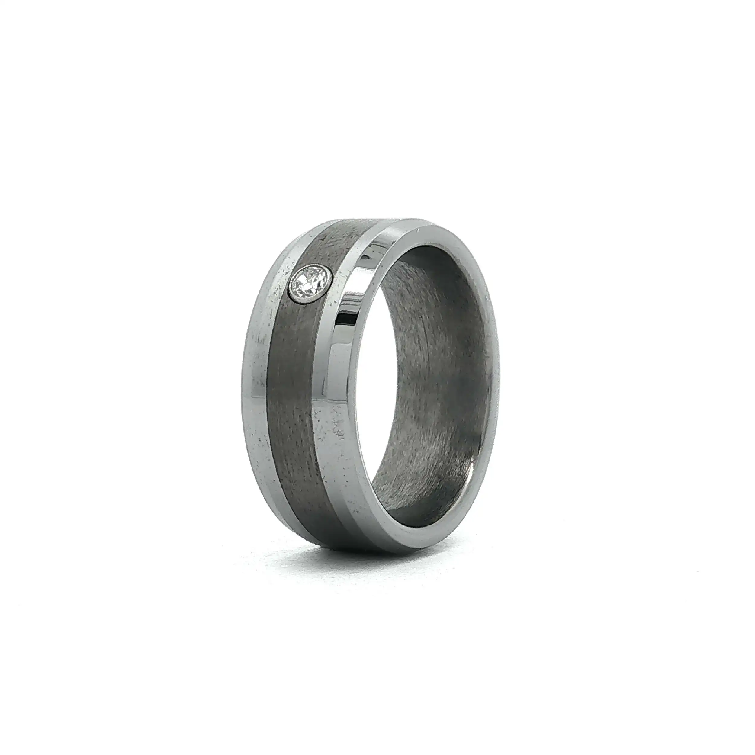 Ring Wolfram mit Zirkonia Ring Wolfram mit Zirkonia