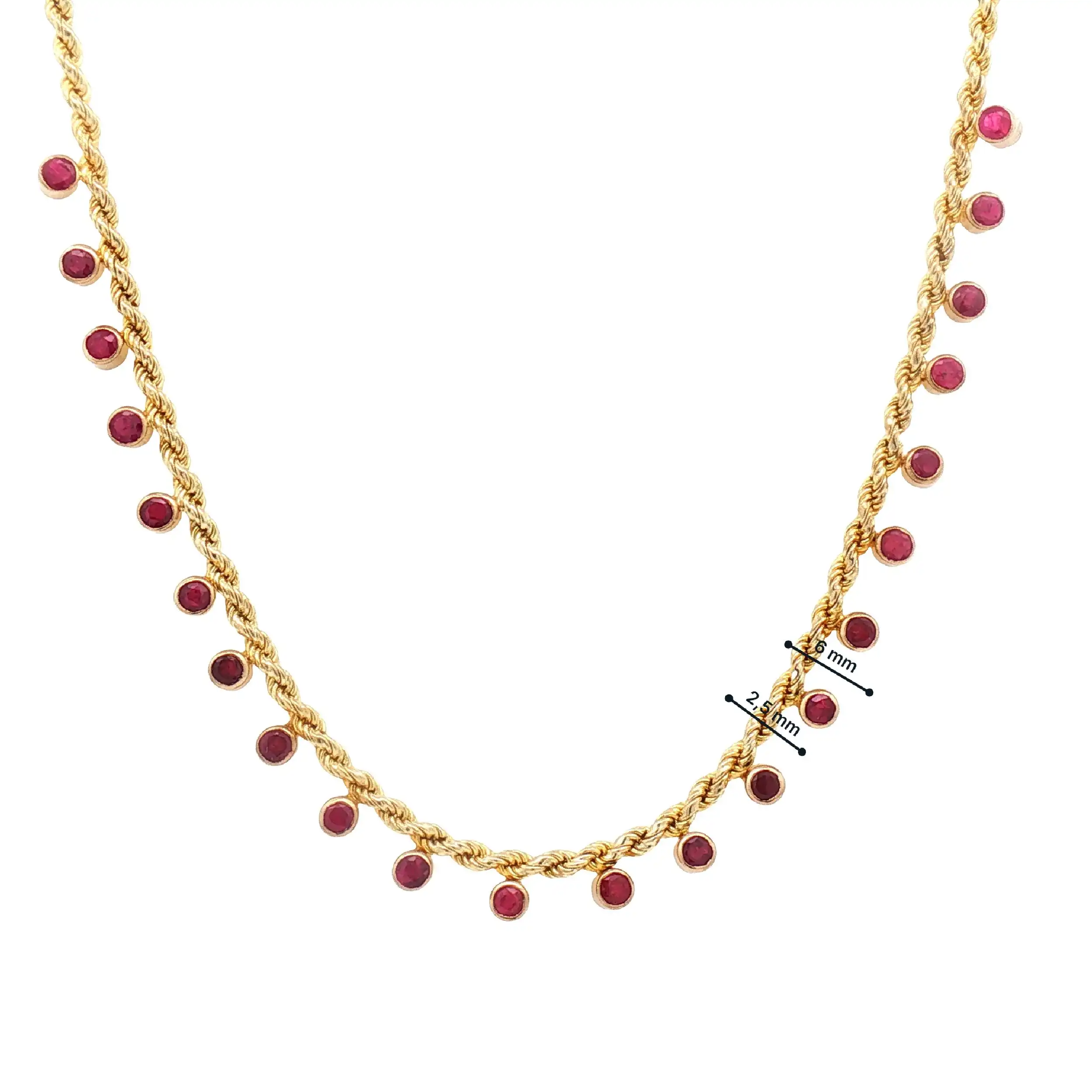 Kordelkette Gelbgold mit Rubinen Kordelkette Gelbgold mit Rubinen