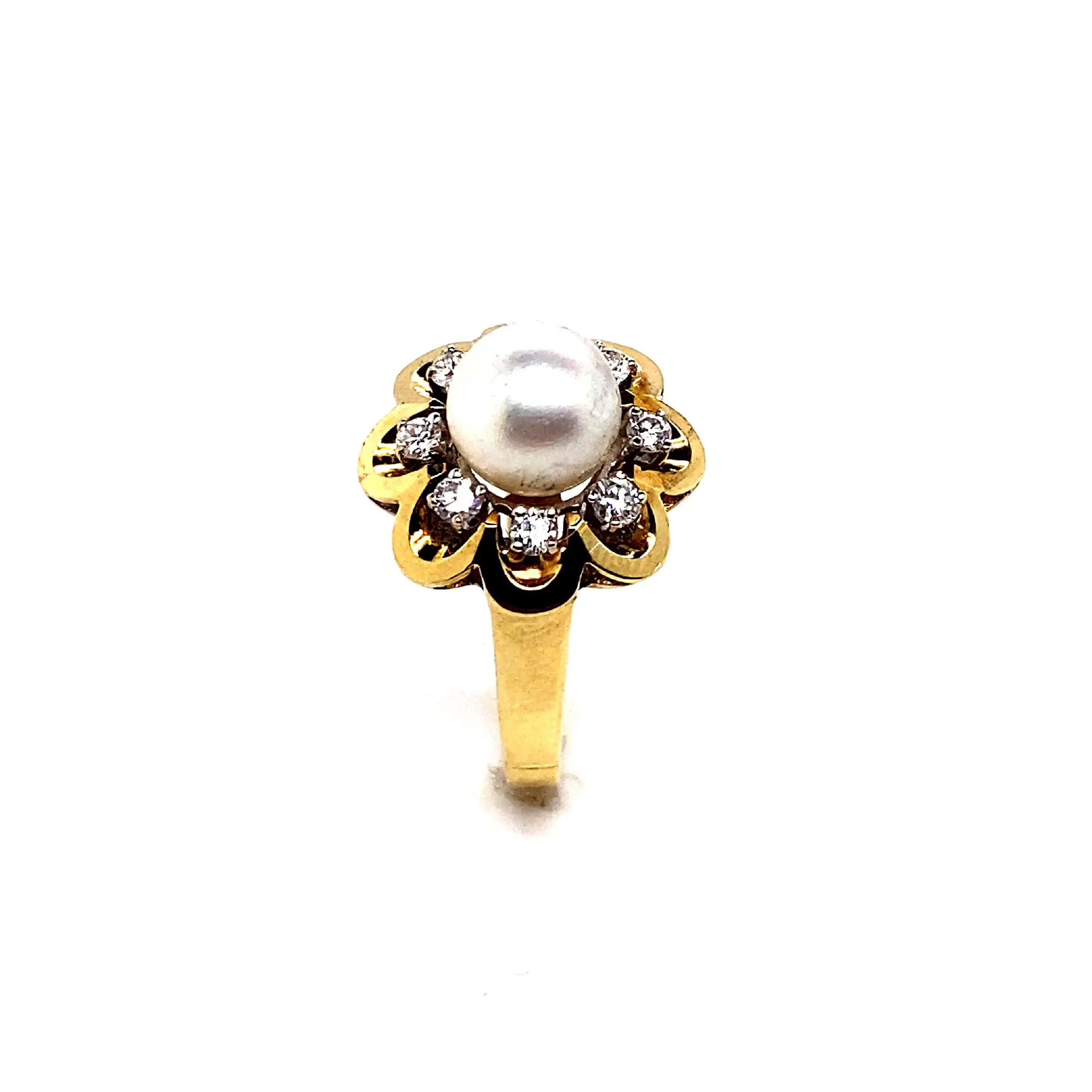 Ring Gelbgold mit Perle und Brillanten