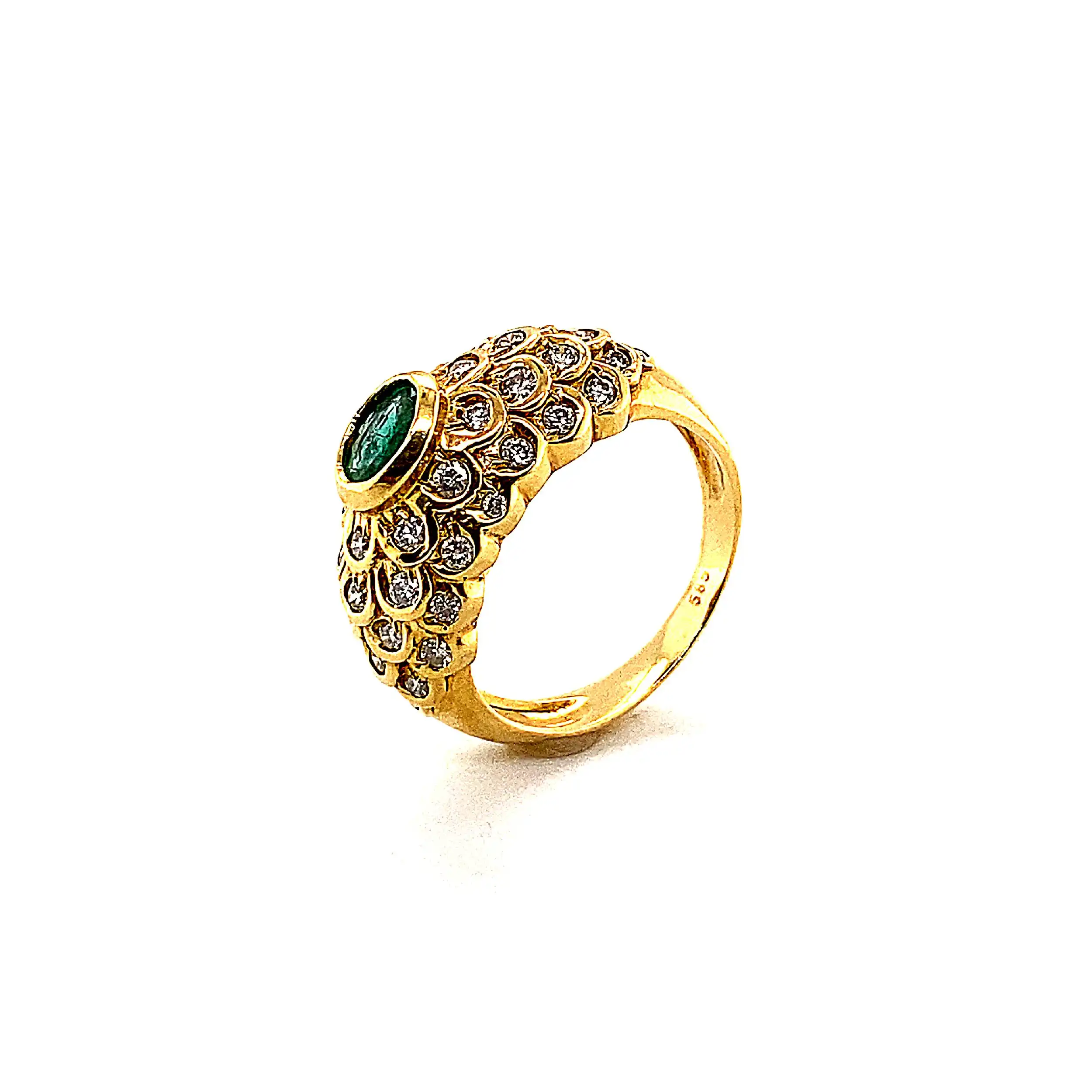 Ring Gelbgold mit Smaragd und Brillanten Ring Gelbgold mit Smaragd und Brillanten