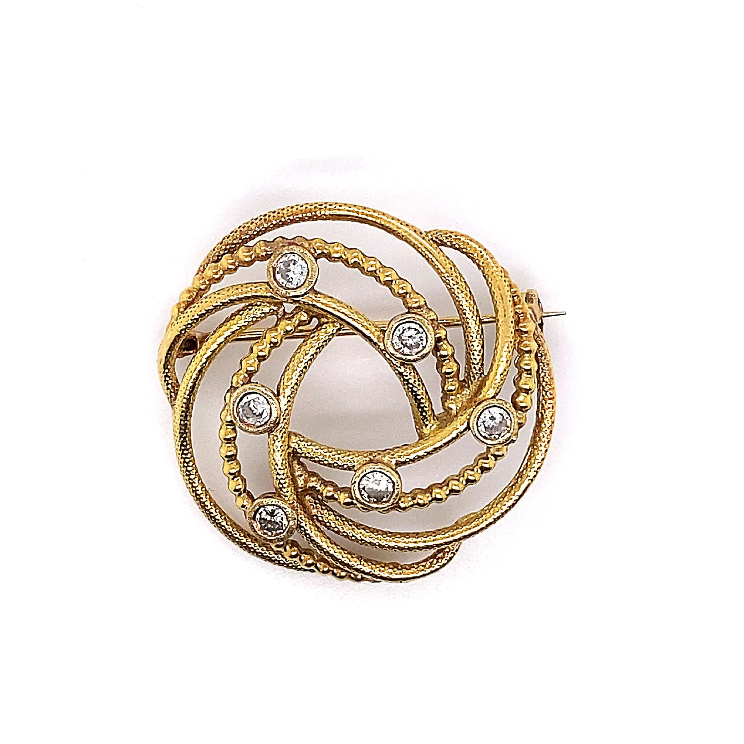 Brosche Gelbgold mit Brillanten mattiert Brosche Gelbgold mit Brillanten mattiert