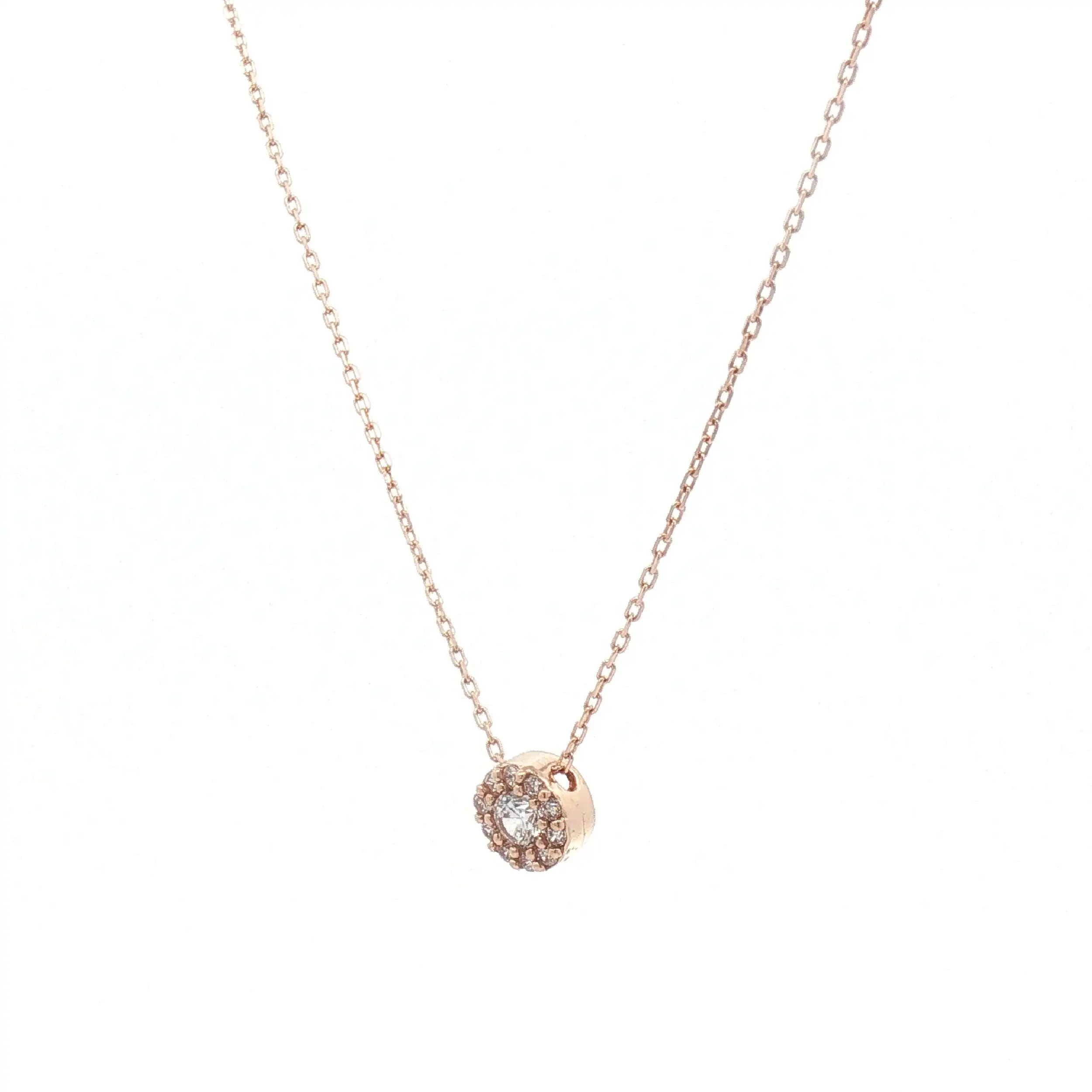 Ankerkette Rosegold mit Zirkoniastein Anhänger