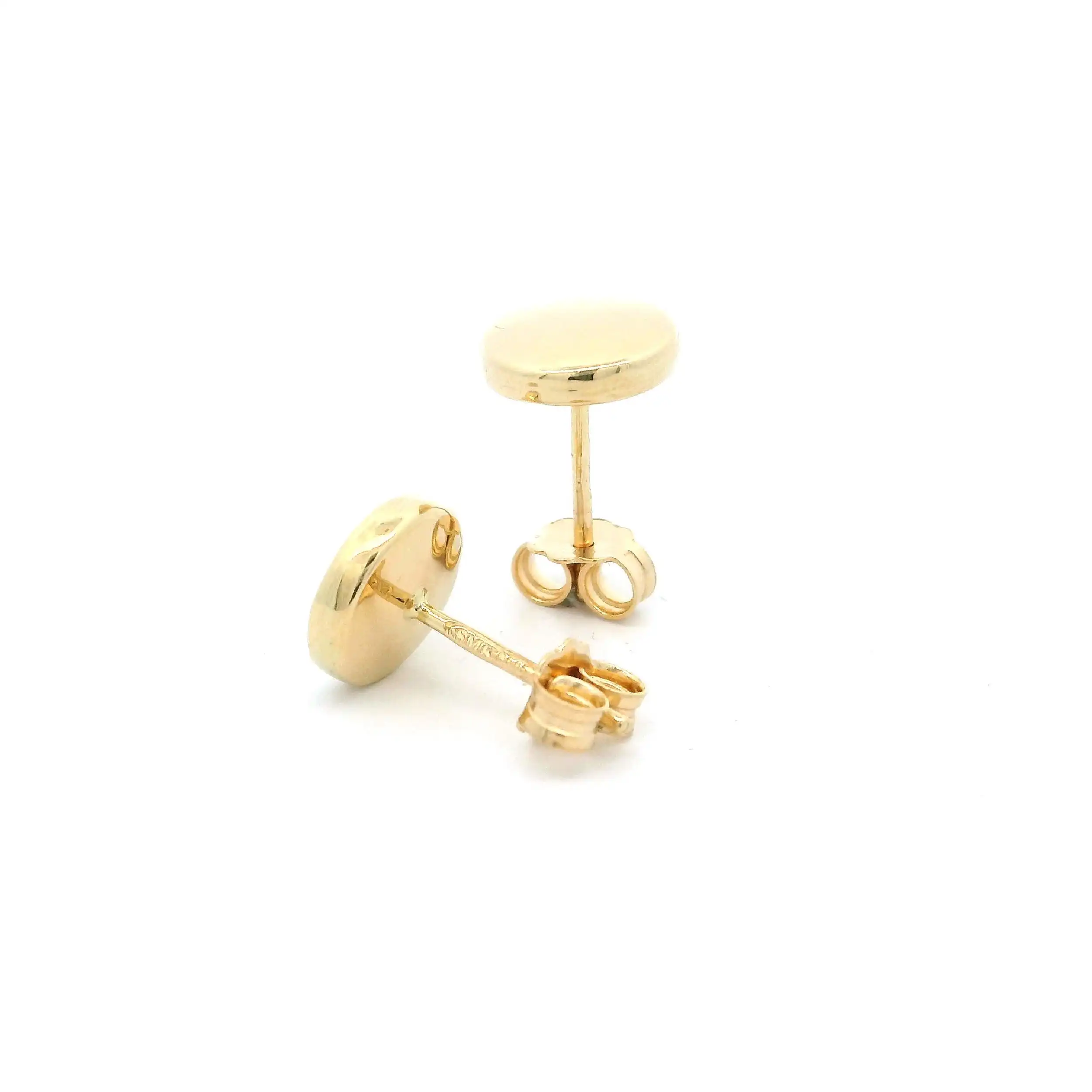 Ohrstecker Gelbgold runde Platte