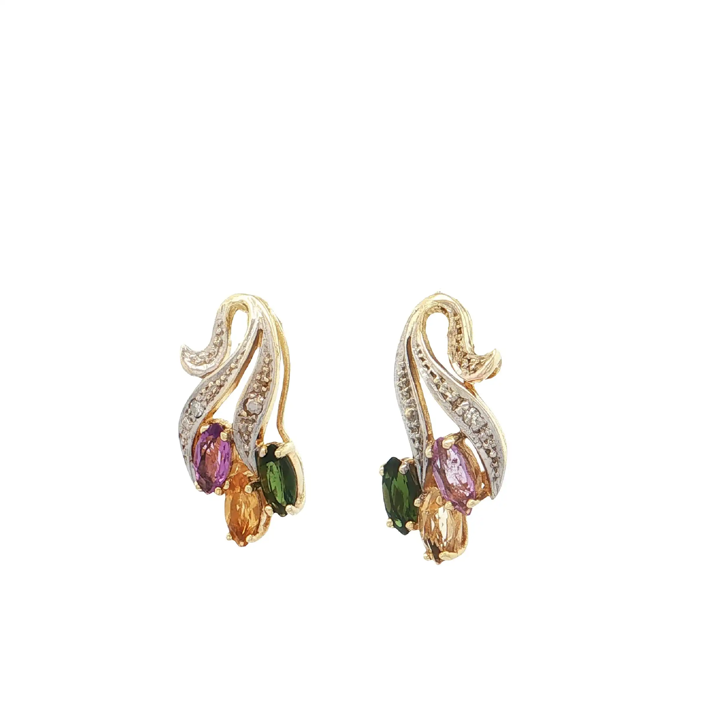 Ohrstecker Bicolor mit Farbsteinen und Diamanten Ohrstecker Bicolor mit Farbsteinen und Diamanten