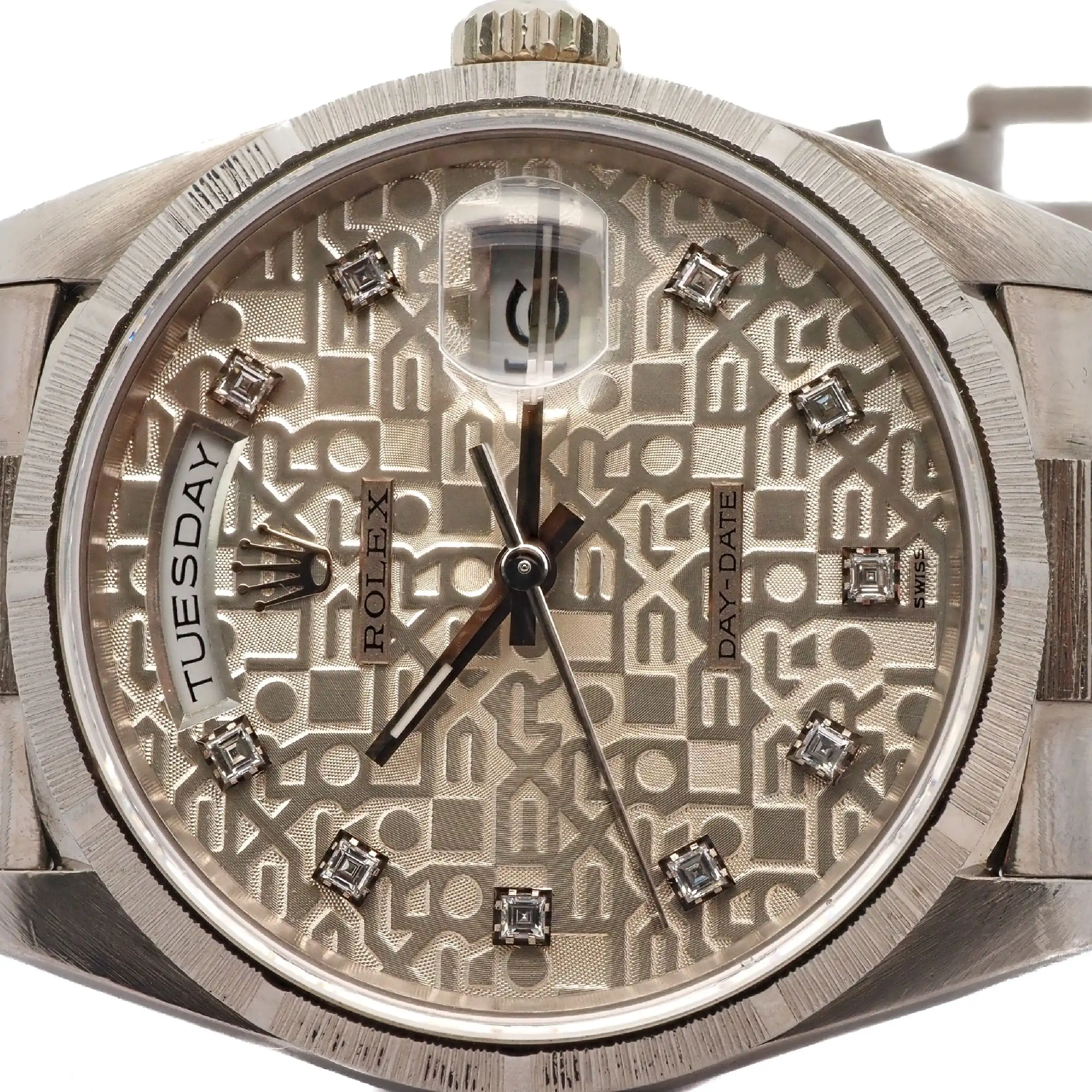 Herrenuhr Rolex Day Date in Weißgold mit original Brillbesatz Referenz 18249