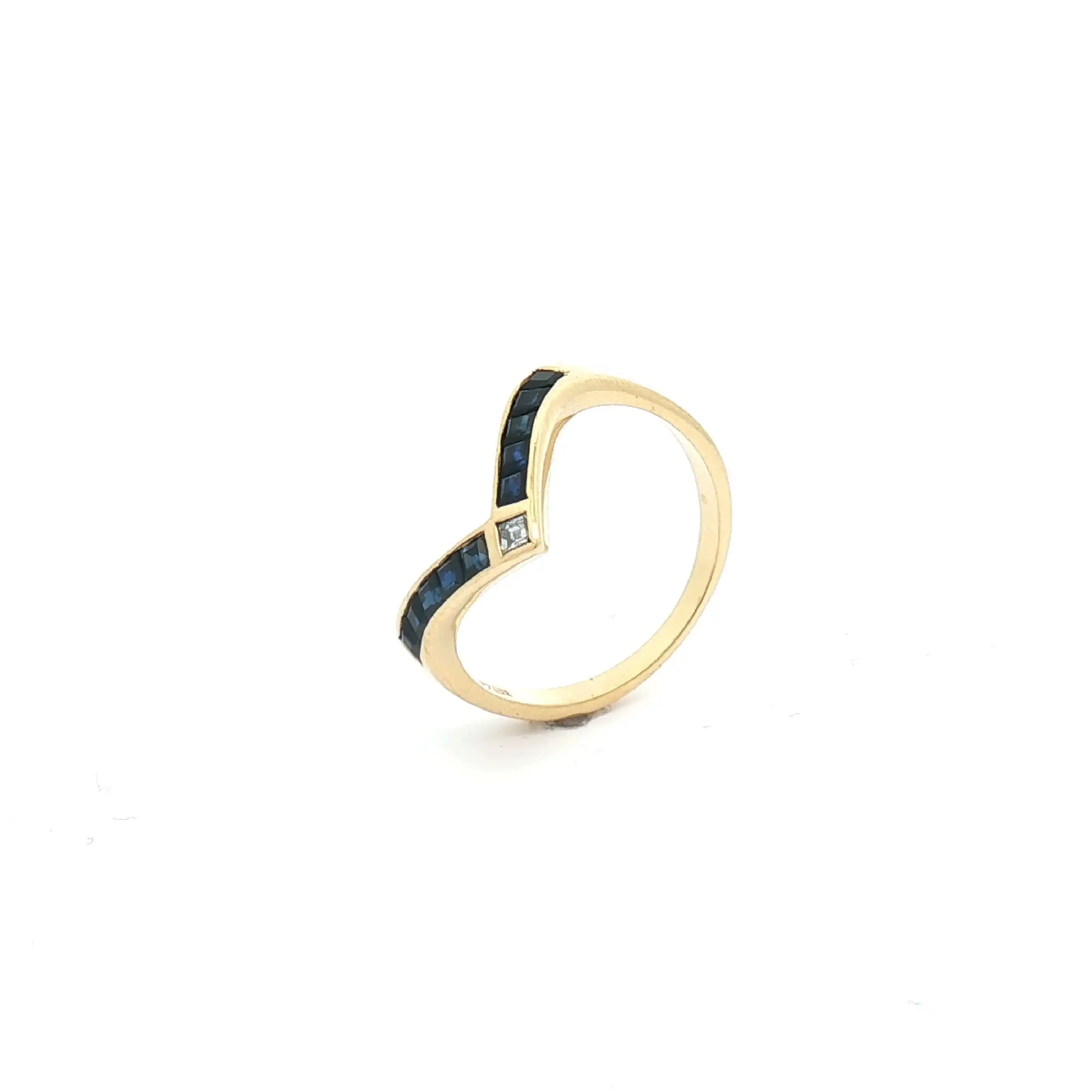 Ring Gelbgold mit Saphir und Diamant im Carree-Schliff